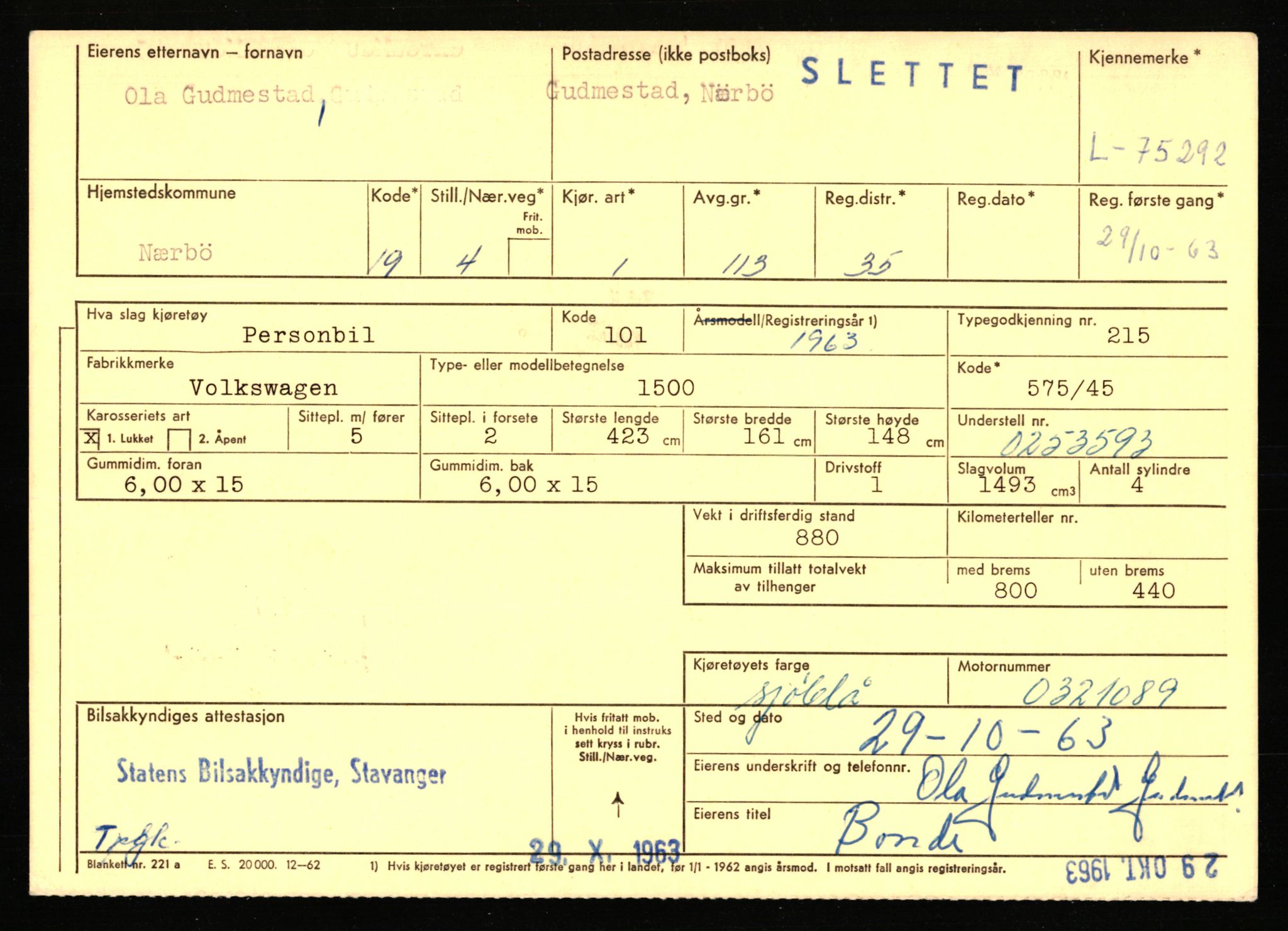 Stavanger trafikkstasjon, AV/SAST-A-101942/0/F/L0068: L-75000 - L-76799, 1930-1971, p. 375