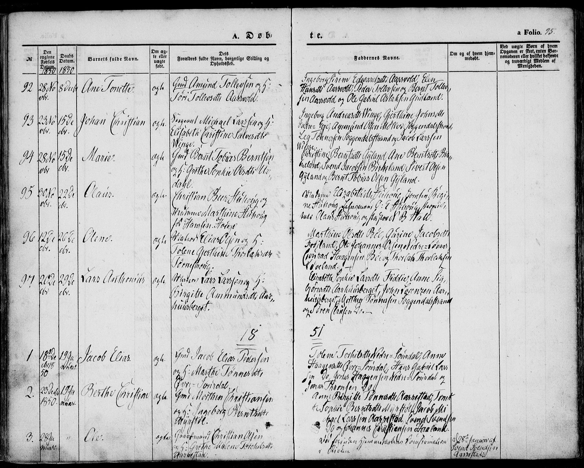 Sokndal sokneprestkontor, AV/SAST-A-101808: Parish register (official) no. A 8.1, 1842-1857, p. 95