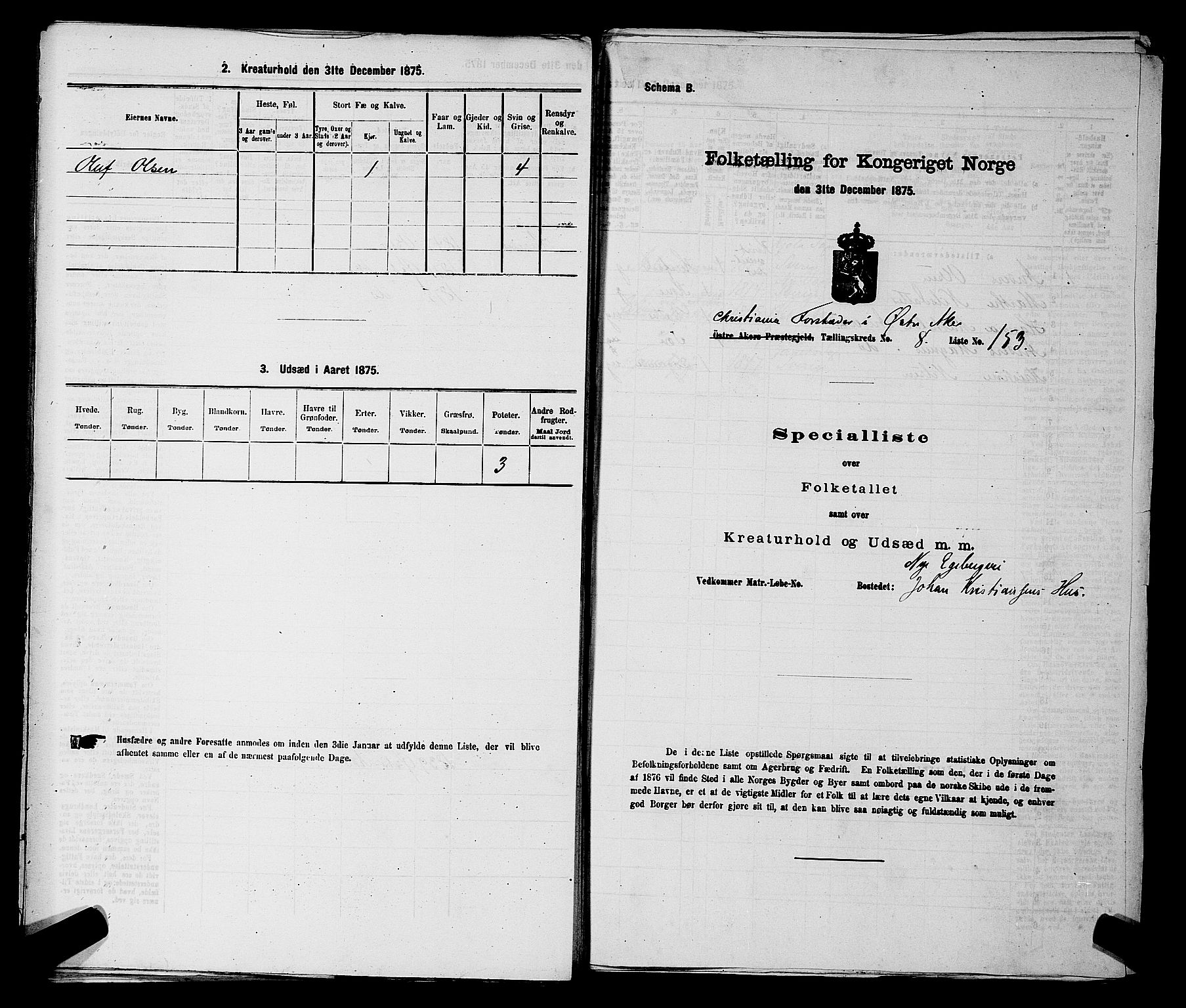 RA, 1875 census for 0218bP Østre Aker, 1875, p. 2830