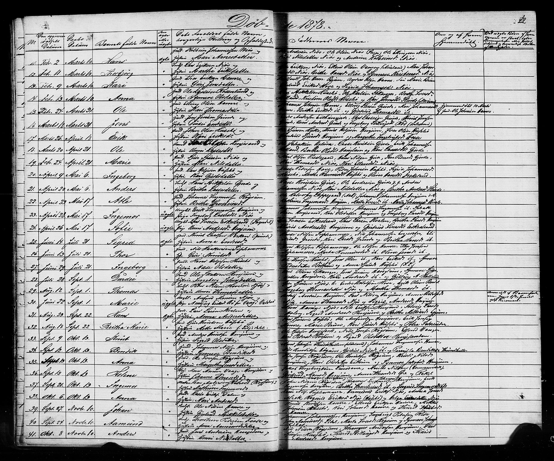 Leikanger sokneprestembete, SAB/A-81001: Parish register (copy) no. A 1, 1873-1916, p. 12