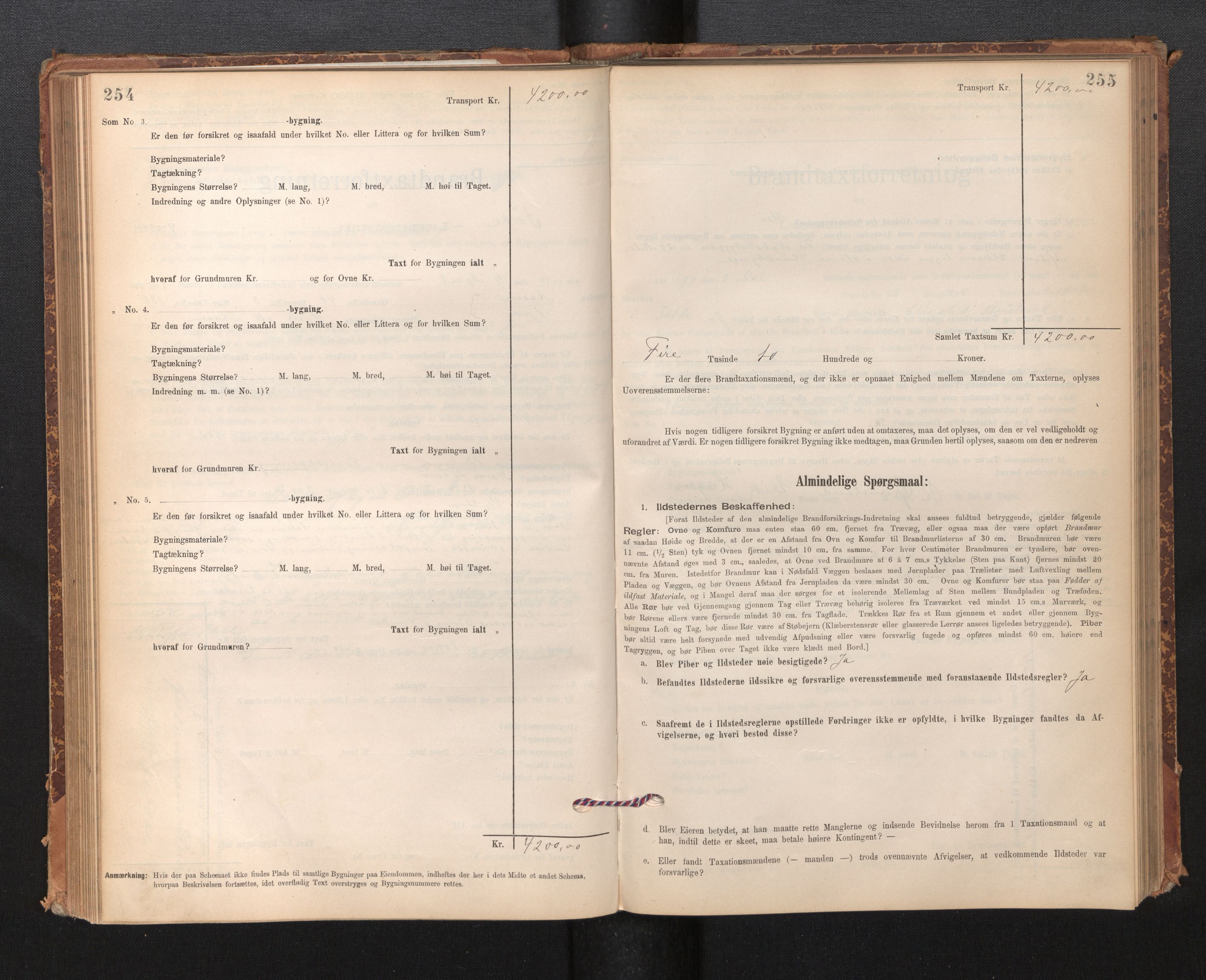 Lensmannen i Førde, AV/SAB-A-27401/0012/L0008: Branntakstprotokoll, skjematakst, 1895-1922, p. 254-255