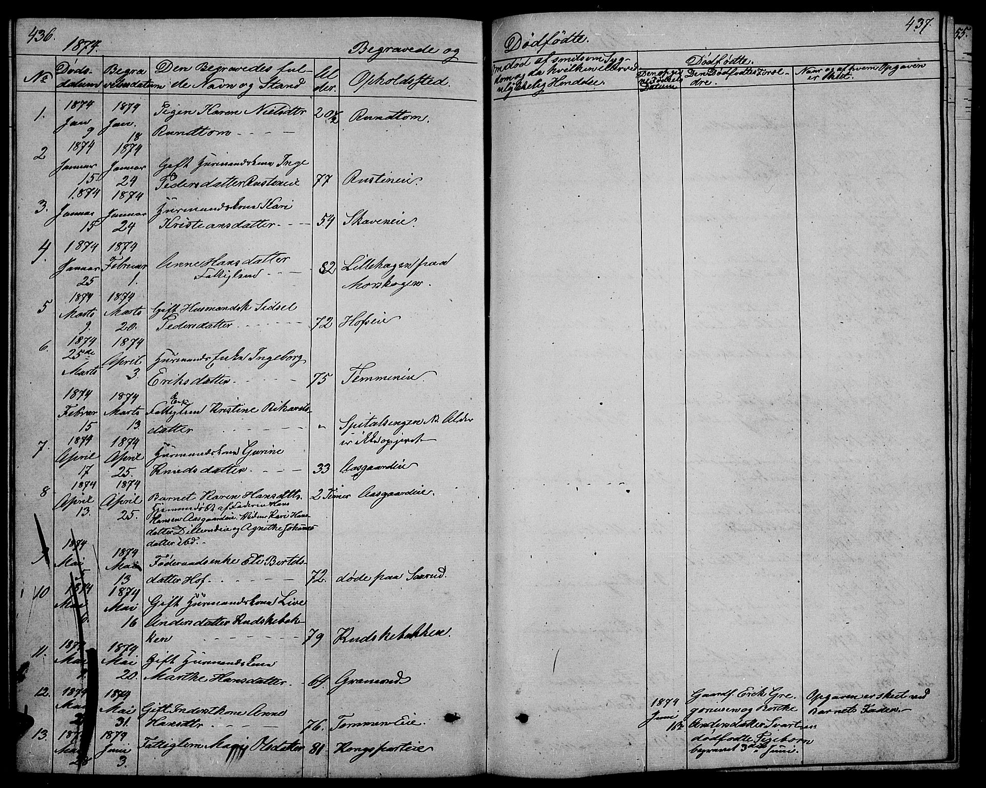 Stange prestekontor, SAH/PREST-002/L/L0005: Parish register (copy) no. 5, 1861-1881, p. 436-437