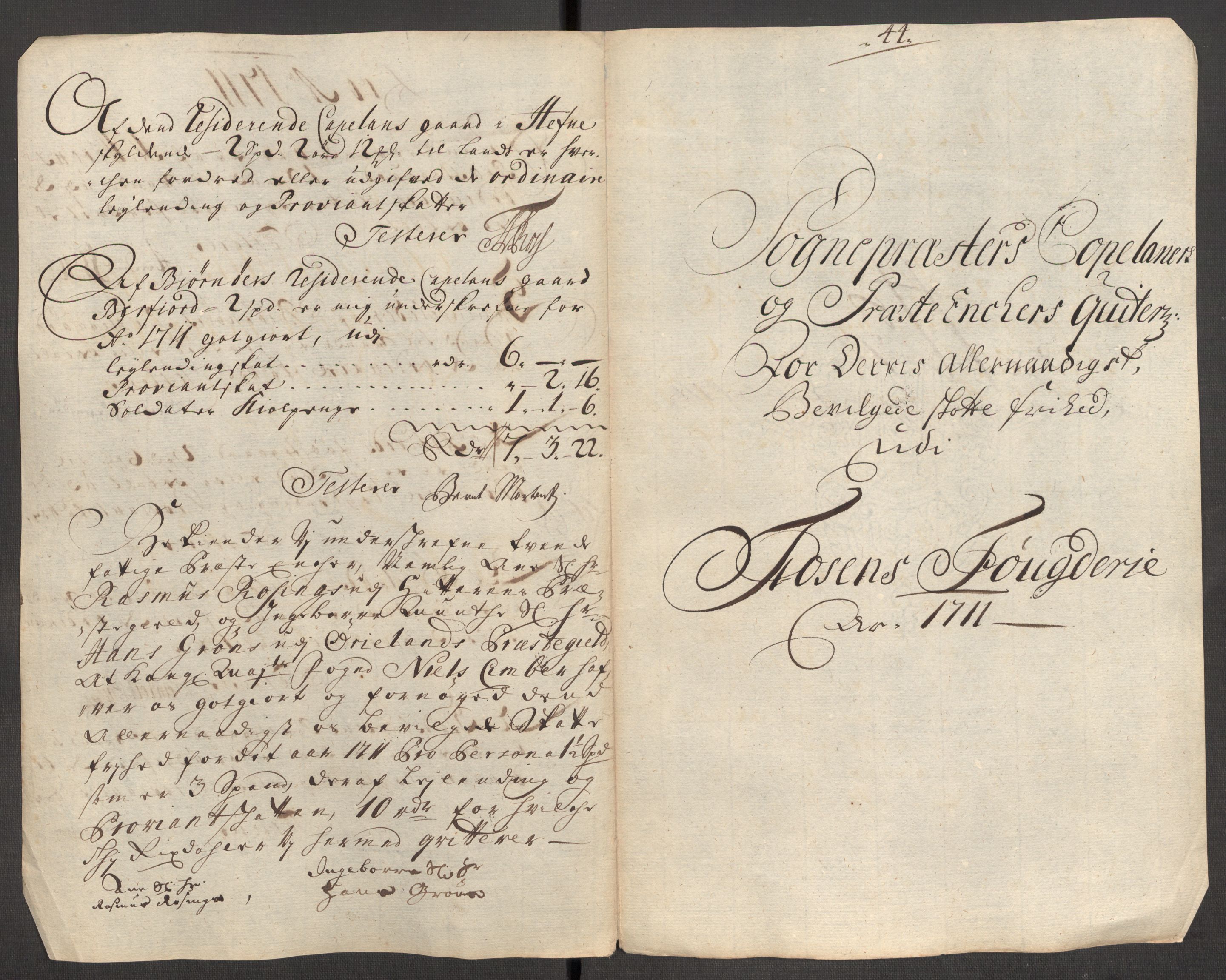 Rentekammeret inntil 1814, Reviderte regnskaper, Fogderegnskap, AV/RA-EA-4092/R57/L3860: Fogderegnskap Fosen, 1711, p. 189