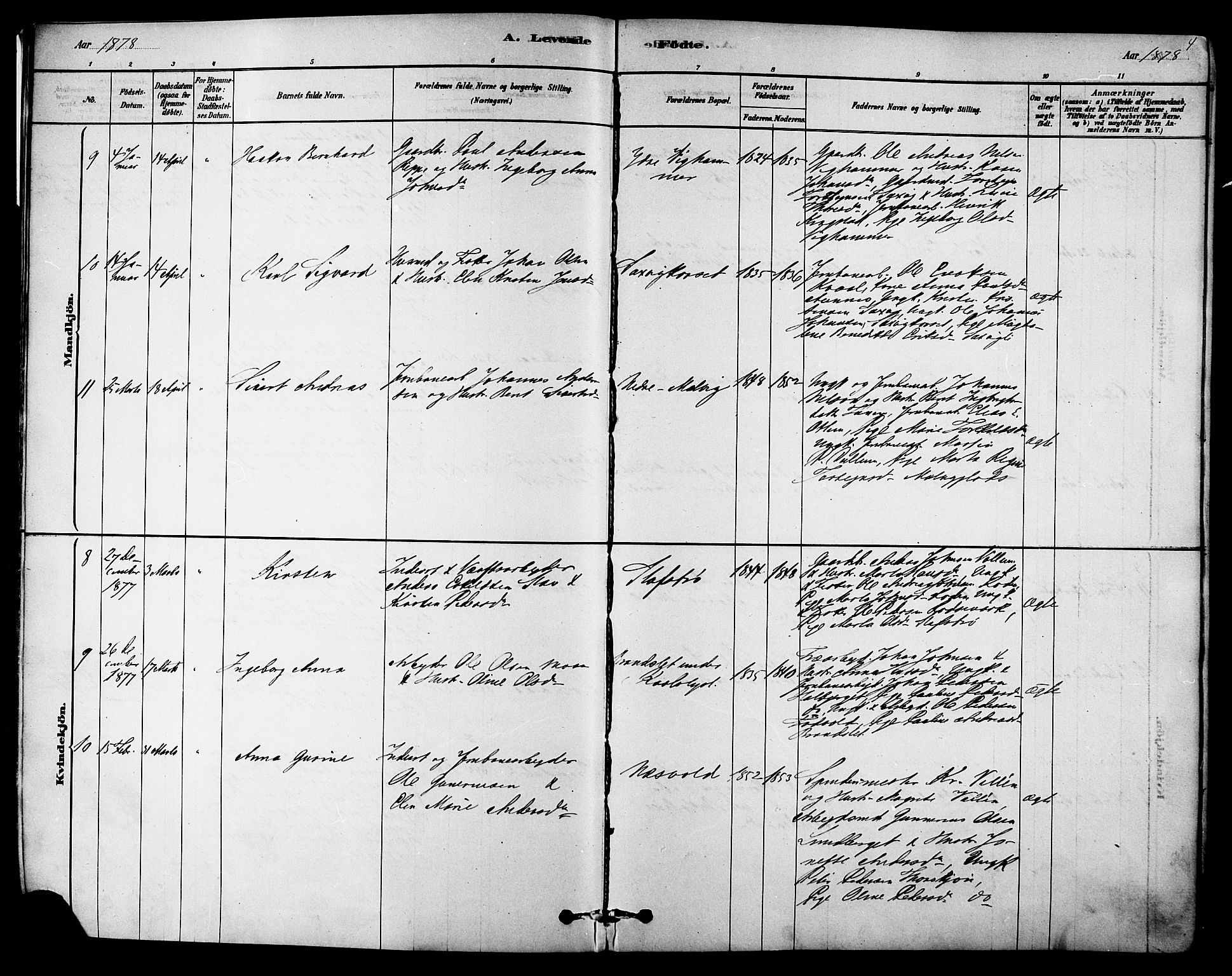 Ministerialprotokoller, klokkerbøker og fødselsregistre - Sør-Trøndelag, AV/SAT-A-1456/616/L0410: Parish register (official) no. 616A07, 1878-1893, p. 4