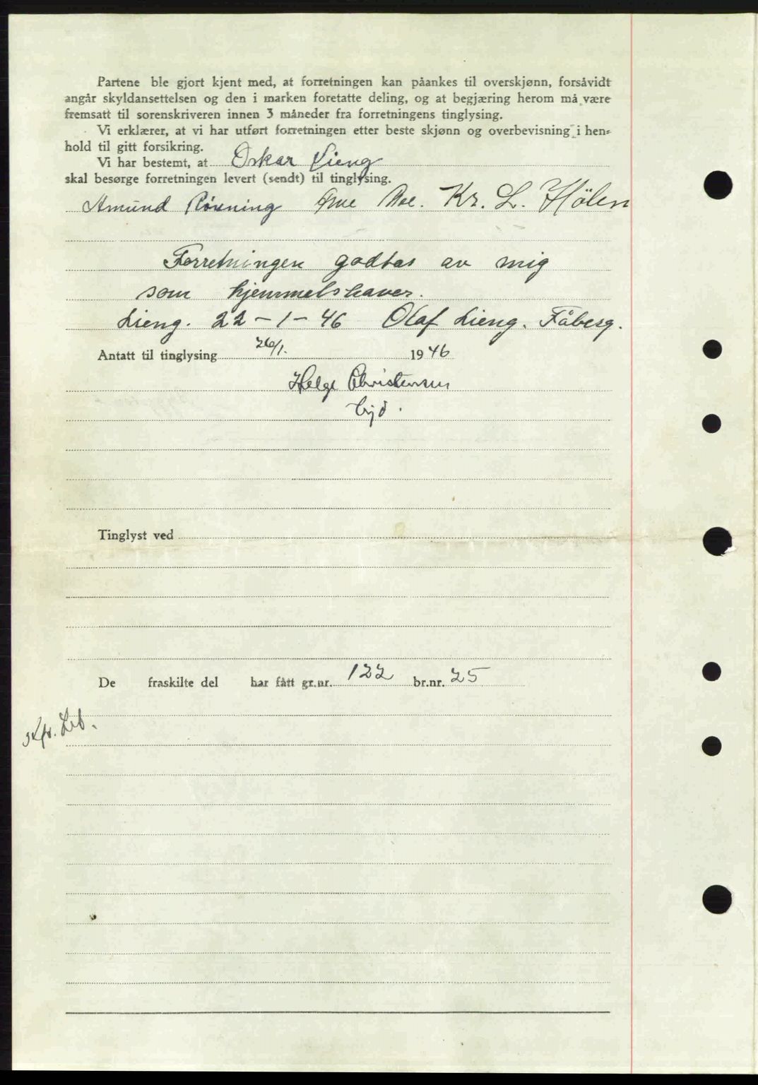 Sør-Gudbrandsdal tingrett, AV/SAH-TING-004/H/Hb/Hbd/L0015: Mortgage book no. A15, 1945-1946, Diary no: : 90/1946