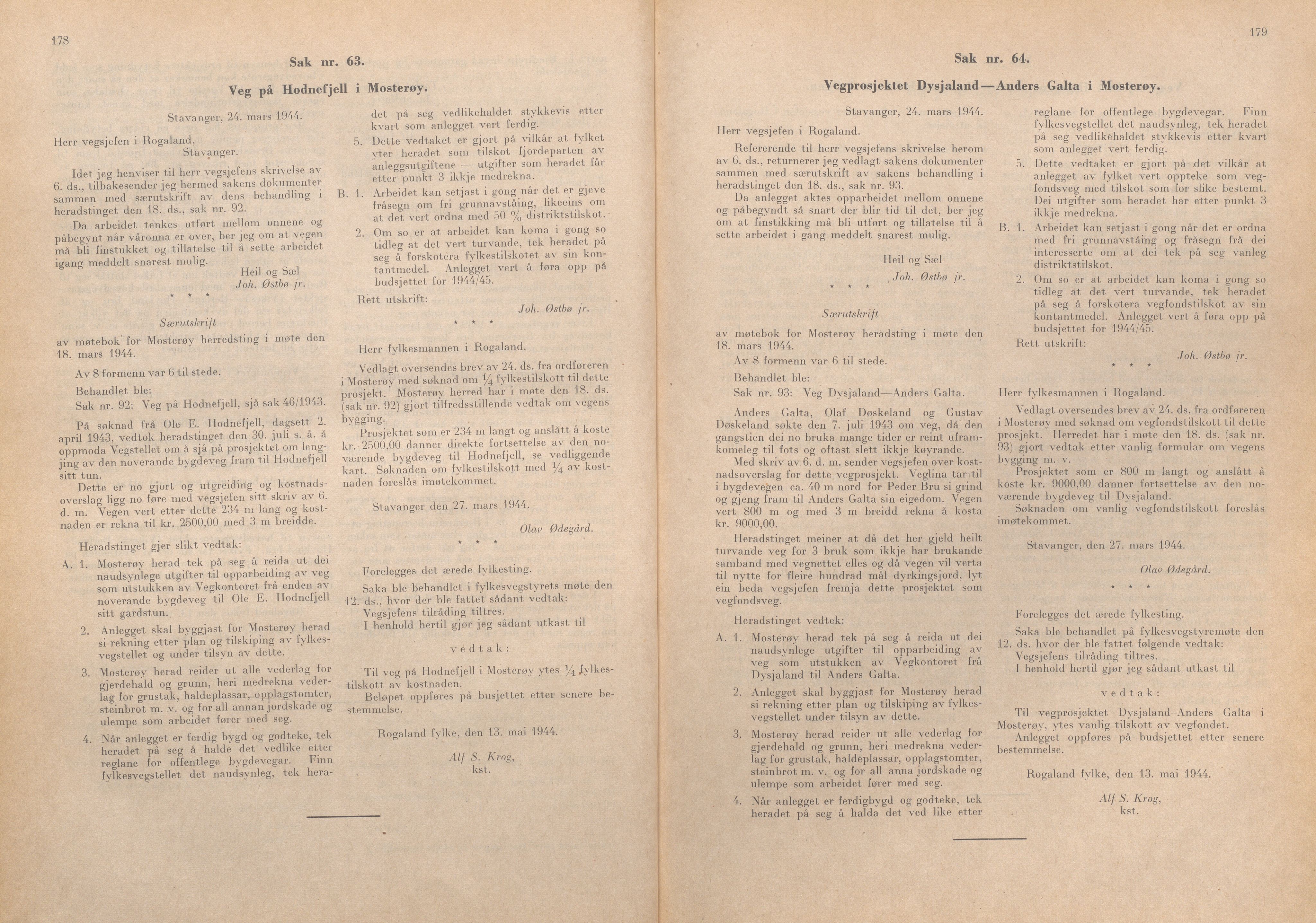 Rogaland fylkeskommune - Fylkesrådmannen , IKAR/A-900/A/Aa/Aaa/L0063: Møtebok , 1944, p. 178-179