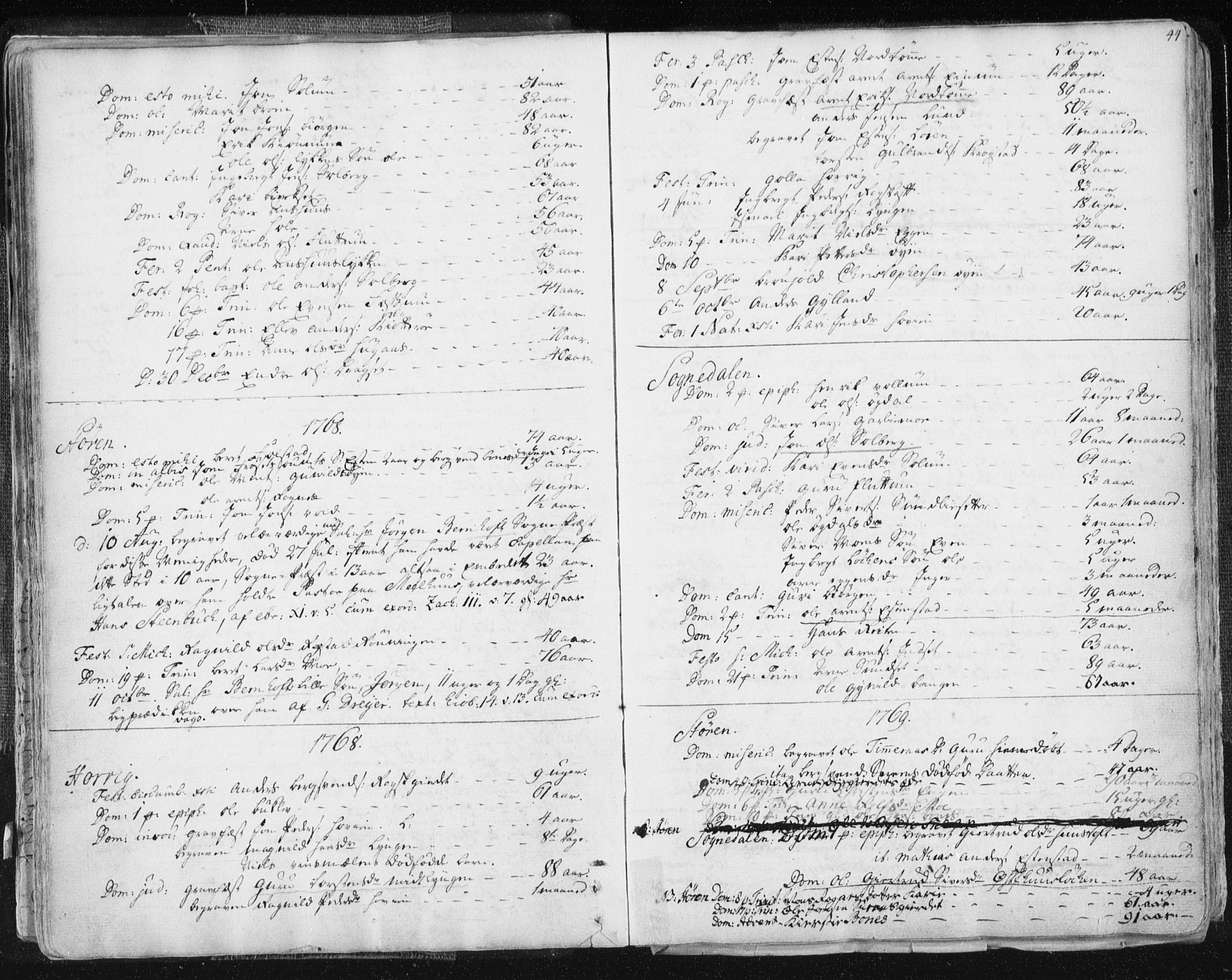 Ministerialprotokoller, klokkerbøker og fødselsregistre - Sør-Trøndelag, SAT/A-1456/687/L0991: Parish register (official) no. 687A02, 1747-1790, p. 44