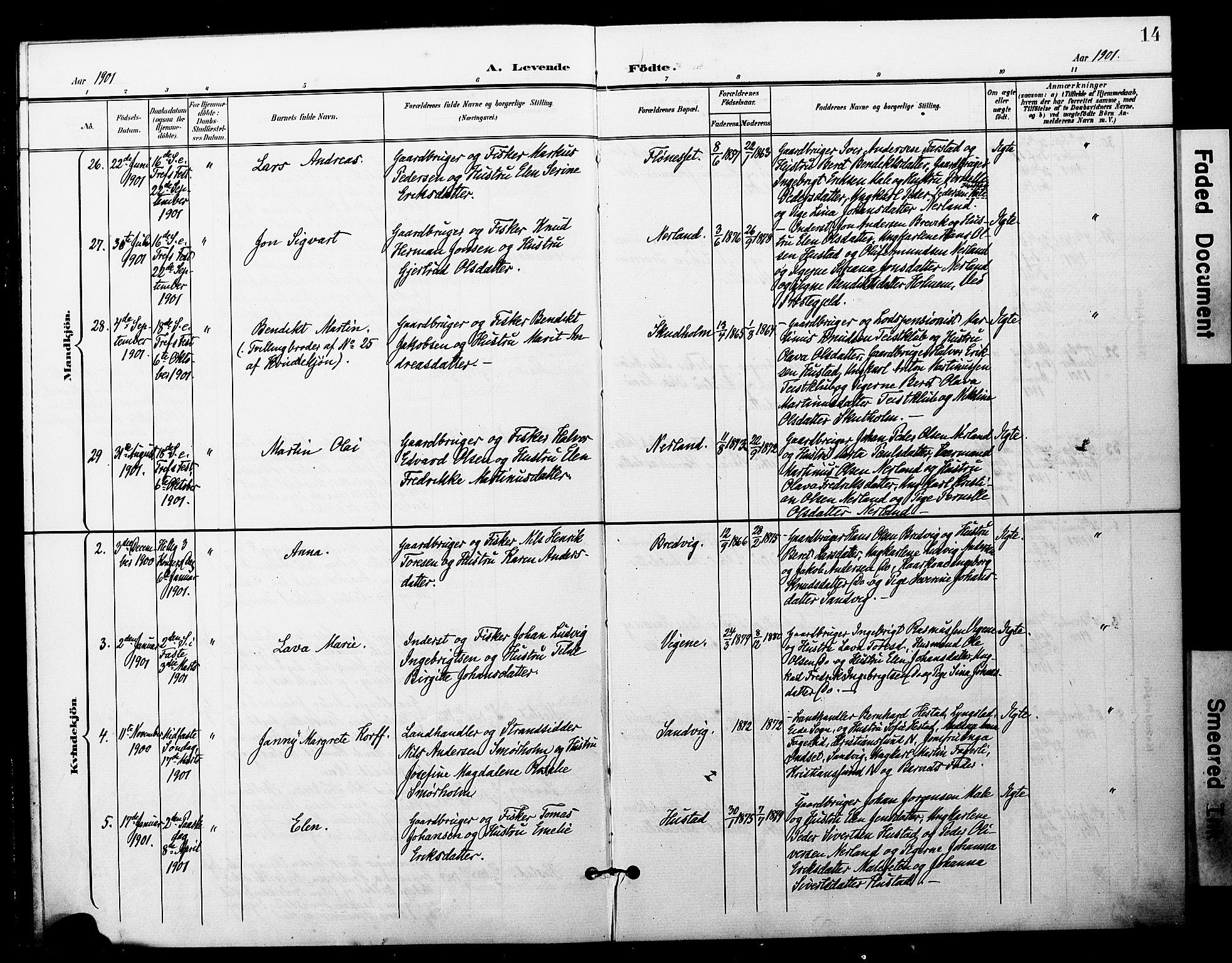 Ministerialprotokoller, klokkerbøker og fødselsregistre - Møre og Romsdal, AV/SAT-A-1454/567/L0779: Parish register (official) no. 567A02, 1898-1902, p. 14