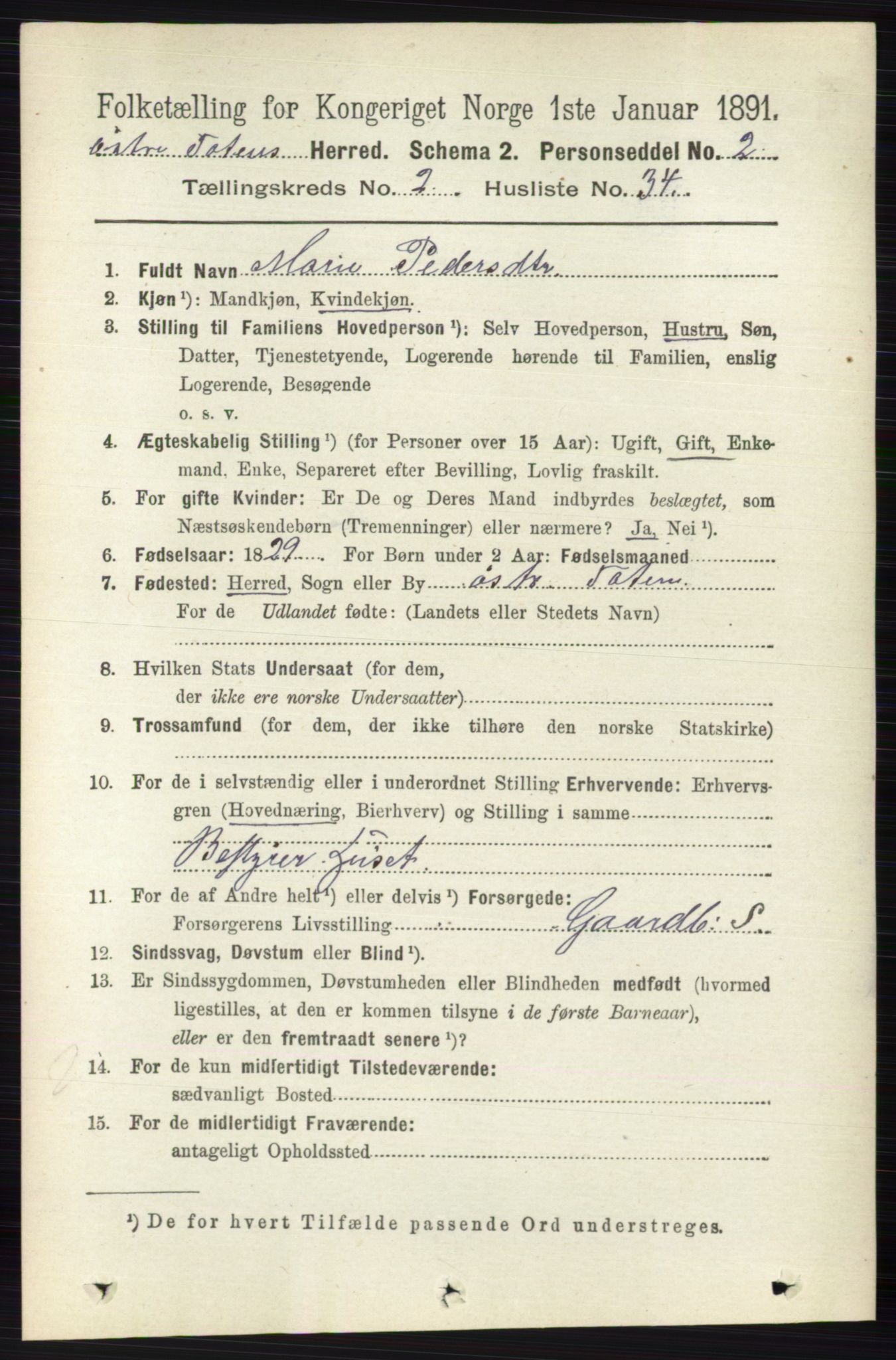 RA, 1891 census for 0528 Østre Toten, 1891, p. 975