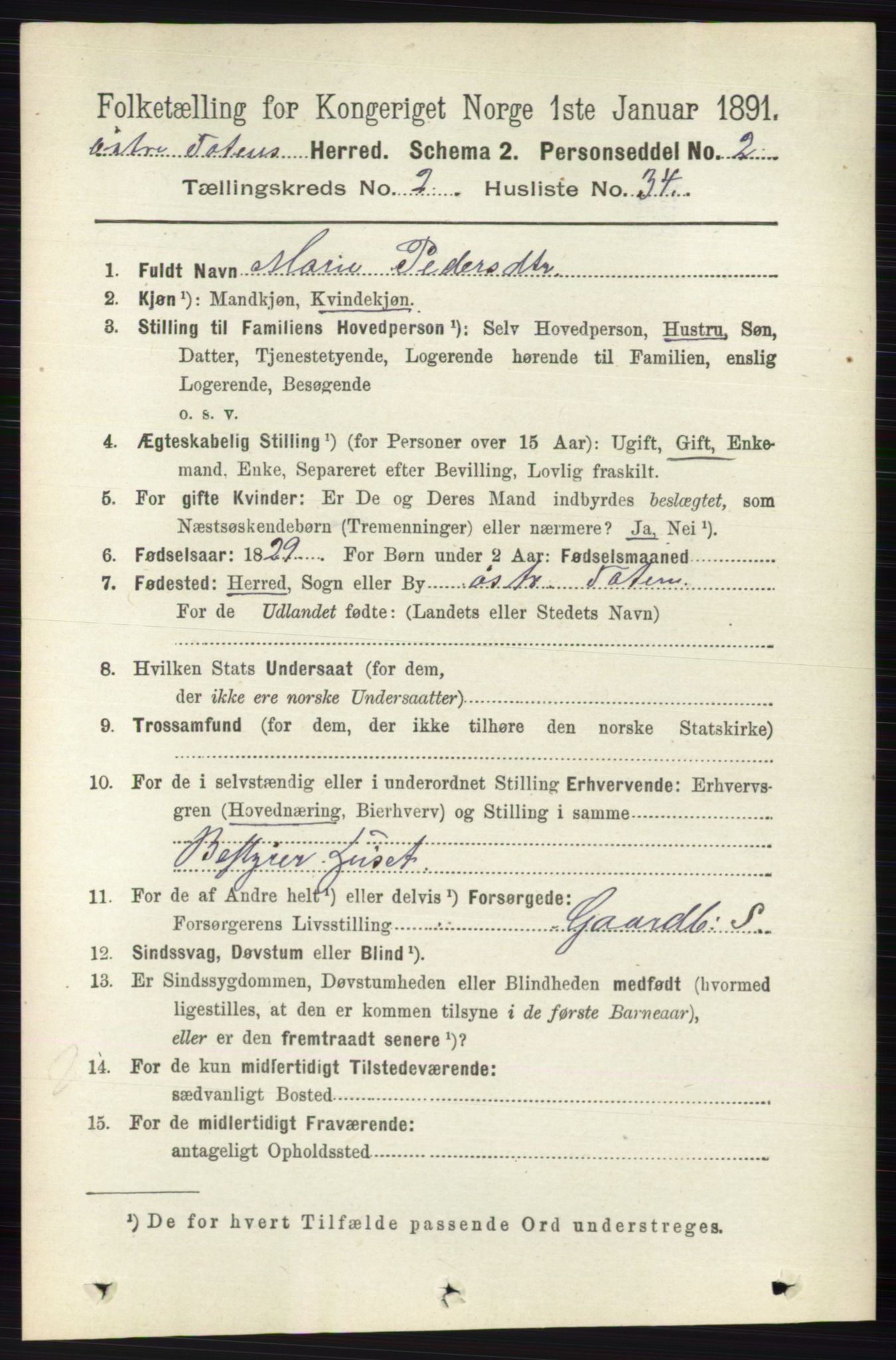 RA, 1891 census for 0528 Østre Toten, 1891, p. 975