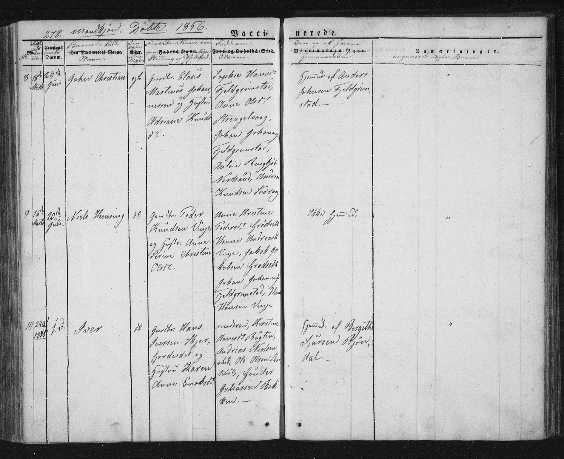 Ministerialprotokoller, klokkerbøker og fødselsregistre - Nordland, SAT/A-1459/893/L1332: Parish register (official) no. 893A05, 1841-1858, p. 278