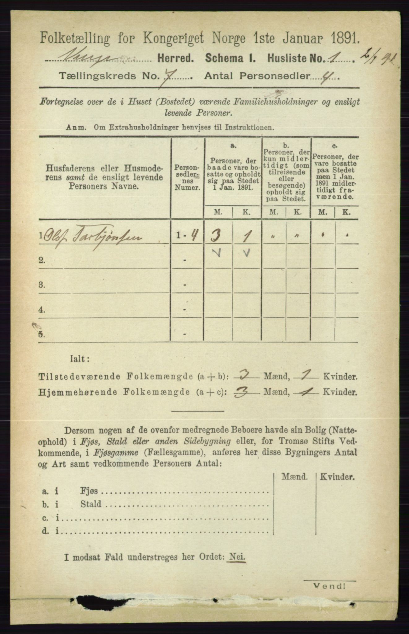 RA, 1891 census for 0834 Vinje, 1891, p. 1750