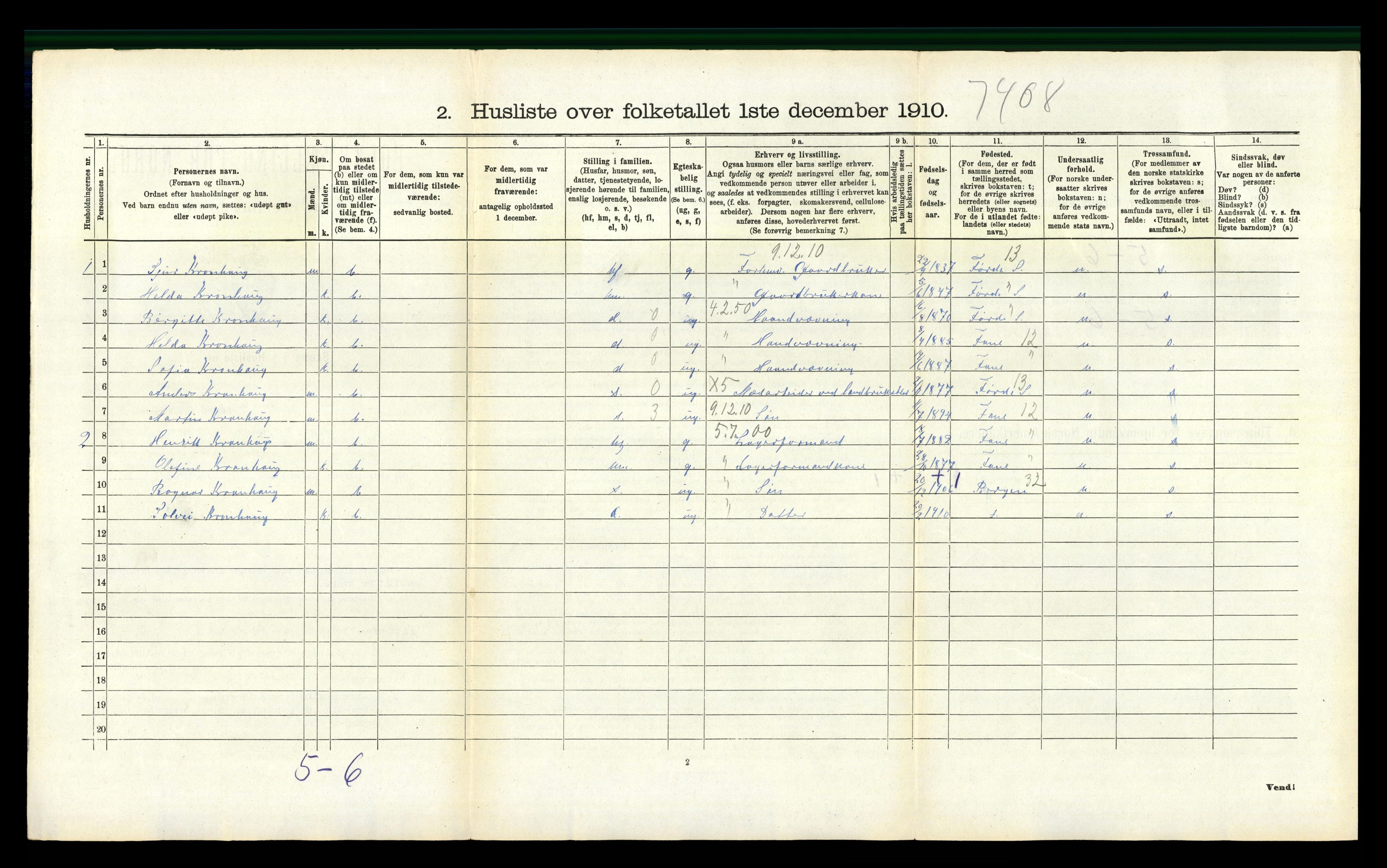 RA, 1910 census for Årstad, 1910, p. 355