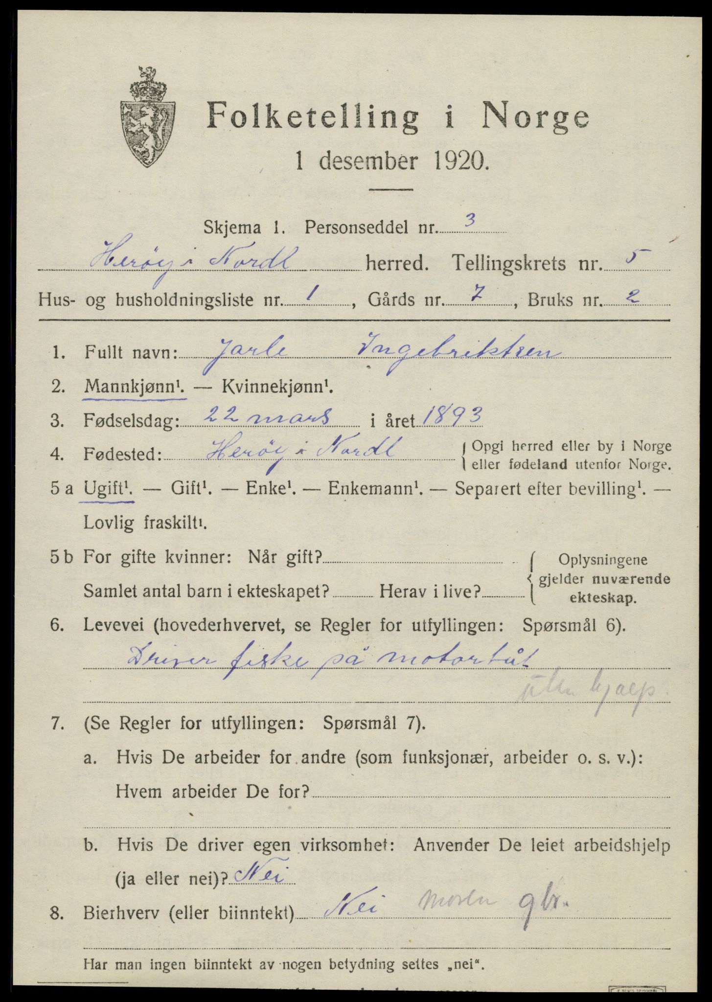 SAT, 1920 census for Herøy, 1920, p. 3438