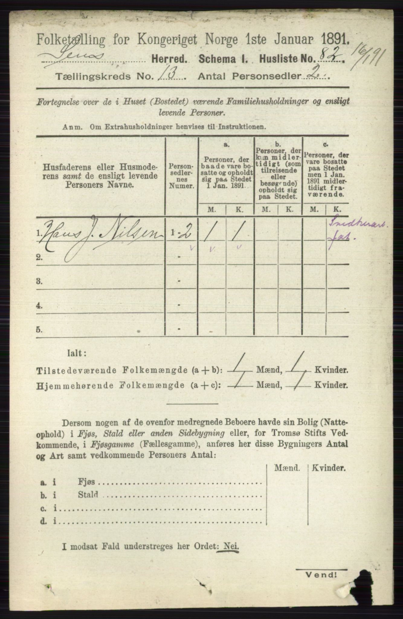 RA, 1891 census for 0721 Sem, 1891, p. 6396