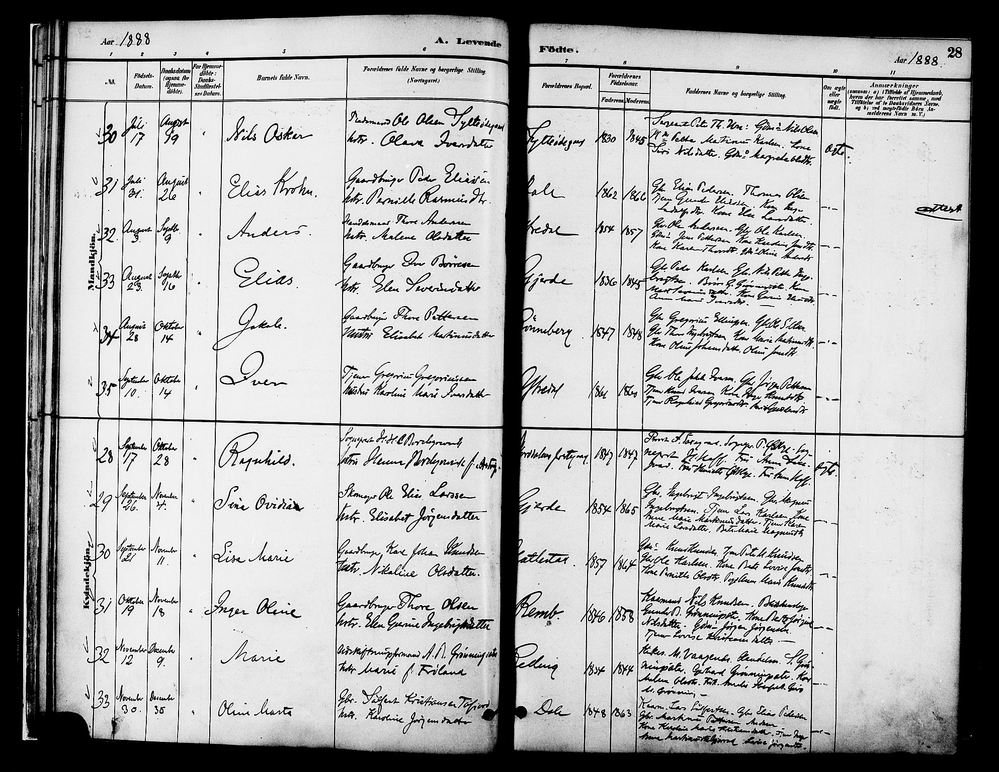Ministerialprotokoller, klokkerbøker og fødselsregistre - Møre og Romsdal, AV/SAT-A-1454/519/L0255: Parish register (official) no. 519A14, 1884-1908, p. 28