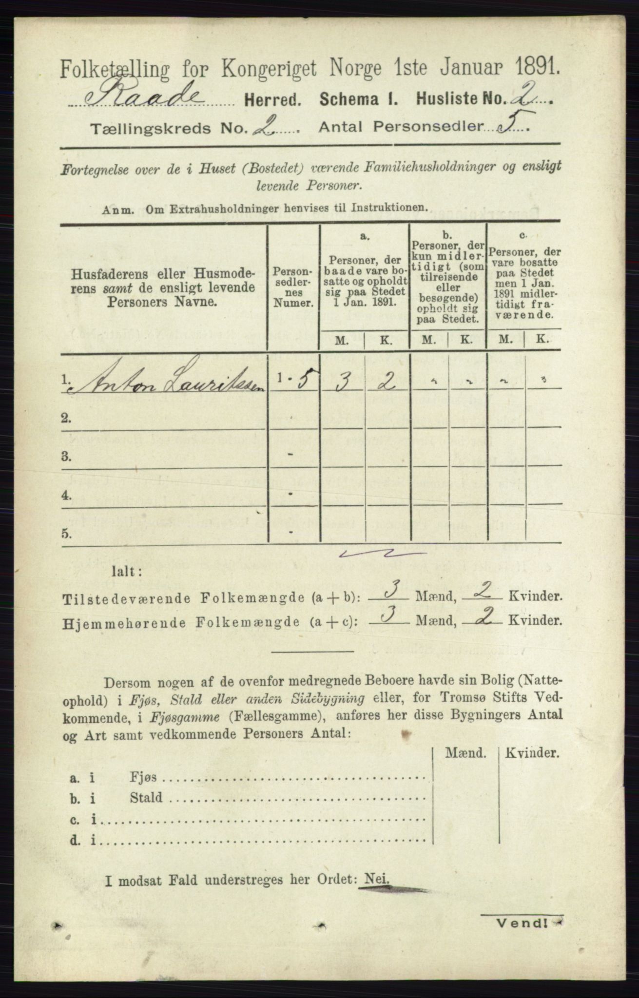 RA, 1891 census for 0135 Råde, 1891, p. 531