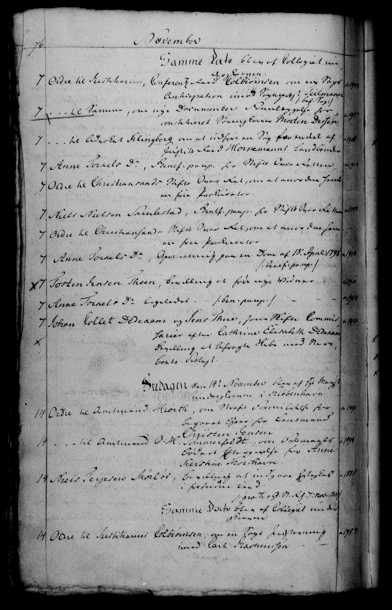 Danske Kanselli 1800-1814, RA/EA-3024/H/Hf/Hfb/Hfbc/L0001: Underskrivelsesbok m. register, 1800, p. 76