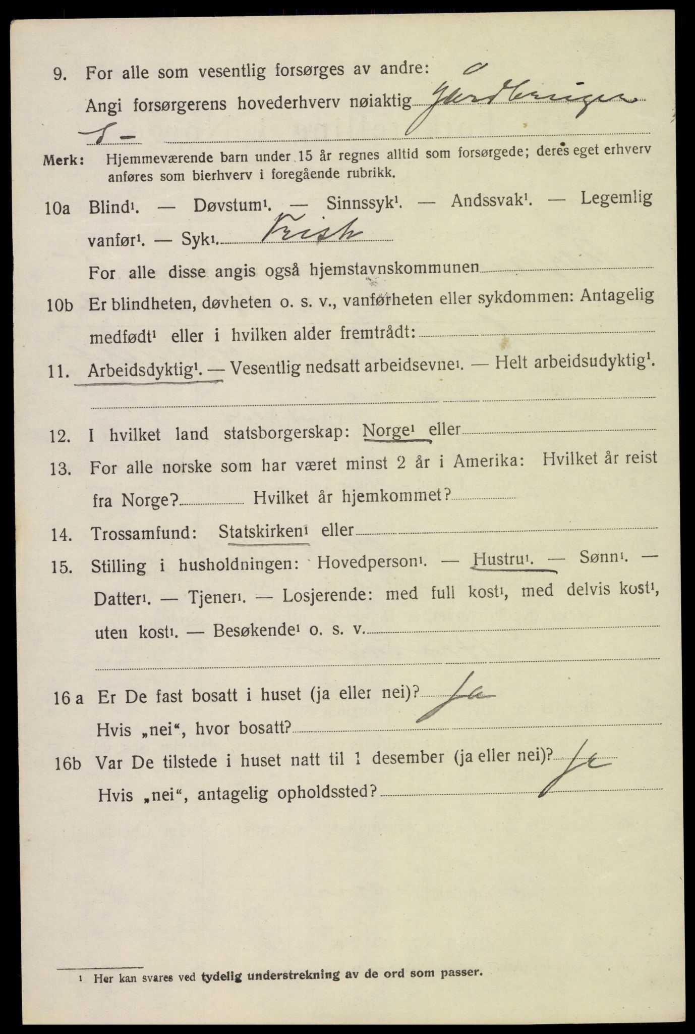 SAK, 1920 census for Birkenes, 1920, p. 3028