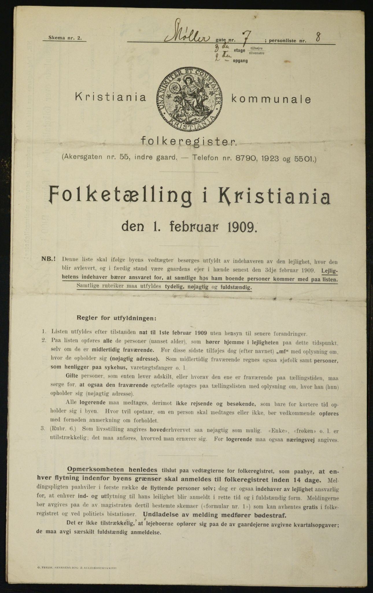 OBA, Municipal Census 1909 for Kristiania, 1909, p. 61955