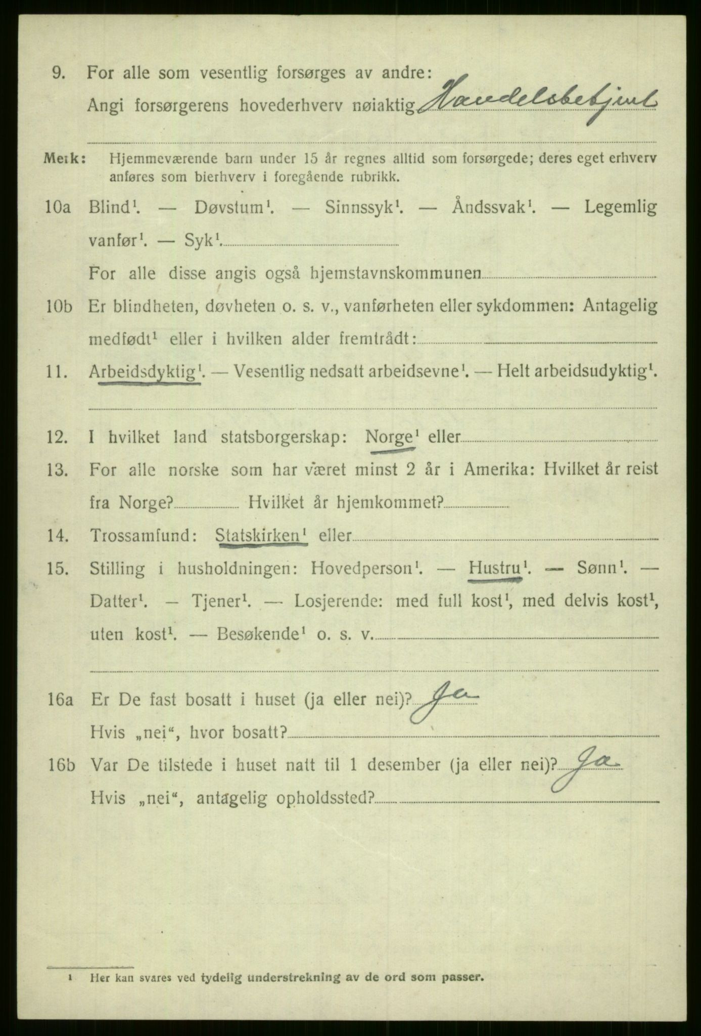 SAB, 1920 census for Voss, 1920, p. 3536