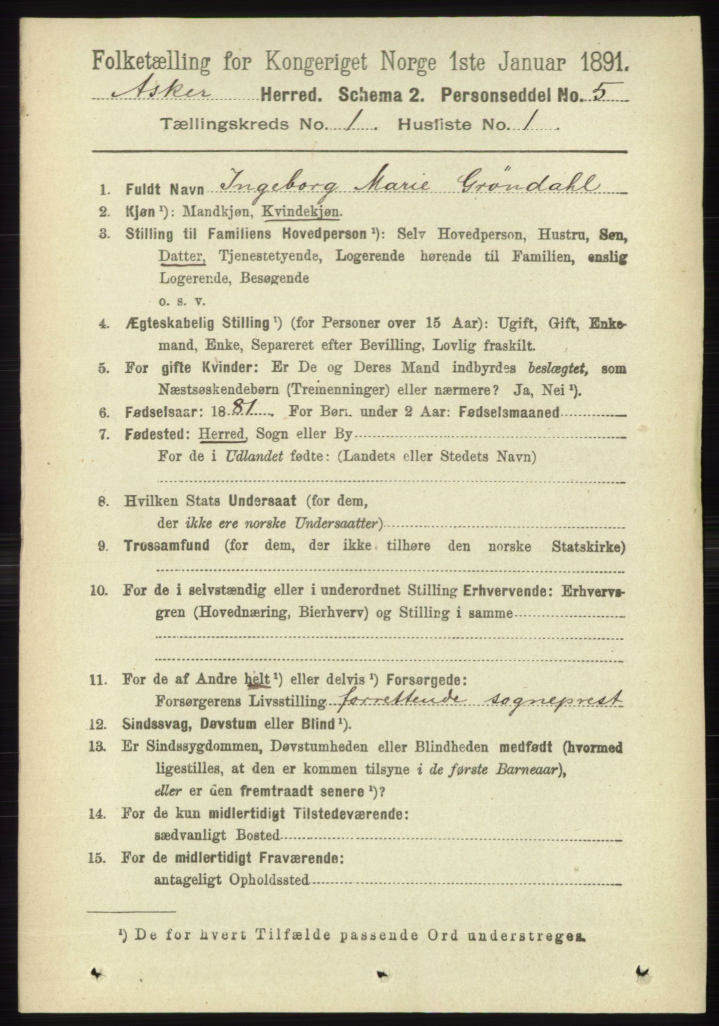 RA, 1891 census for 0220 Asker, 1891, p. 122