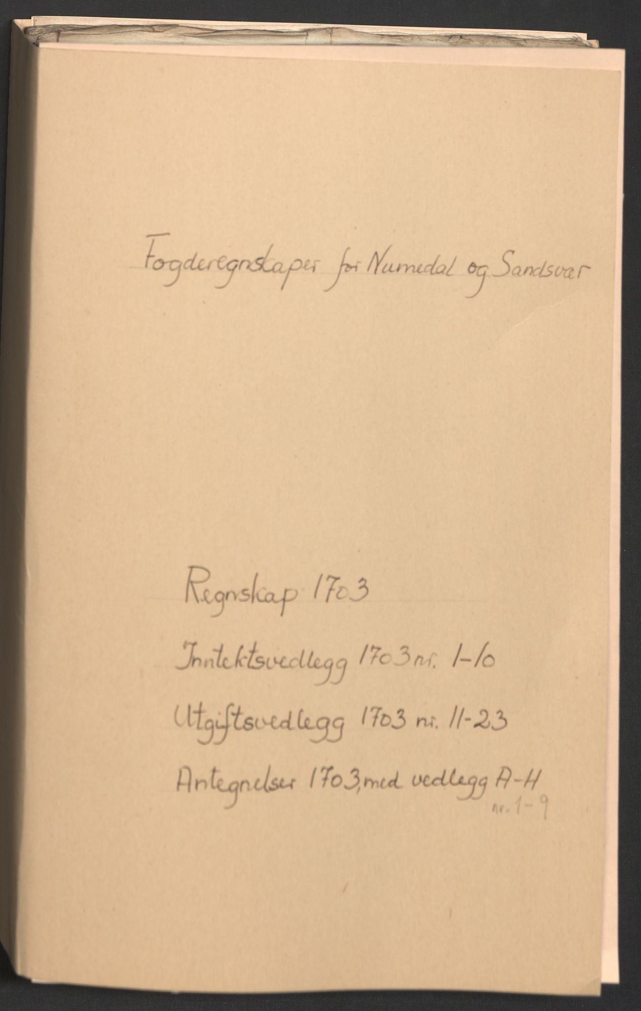 Rentekammeret inntil 1814, Reviderte regnskaper, Fogderegnskap, AV/RA-EA-4092/R24/L1581: Fogderegnskap Numedal og Sandsvær, 1703, p. 2