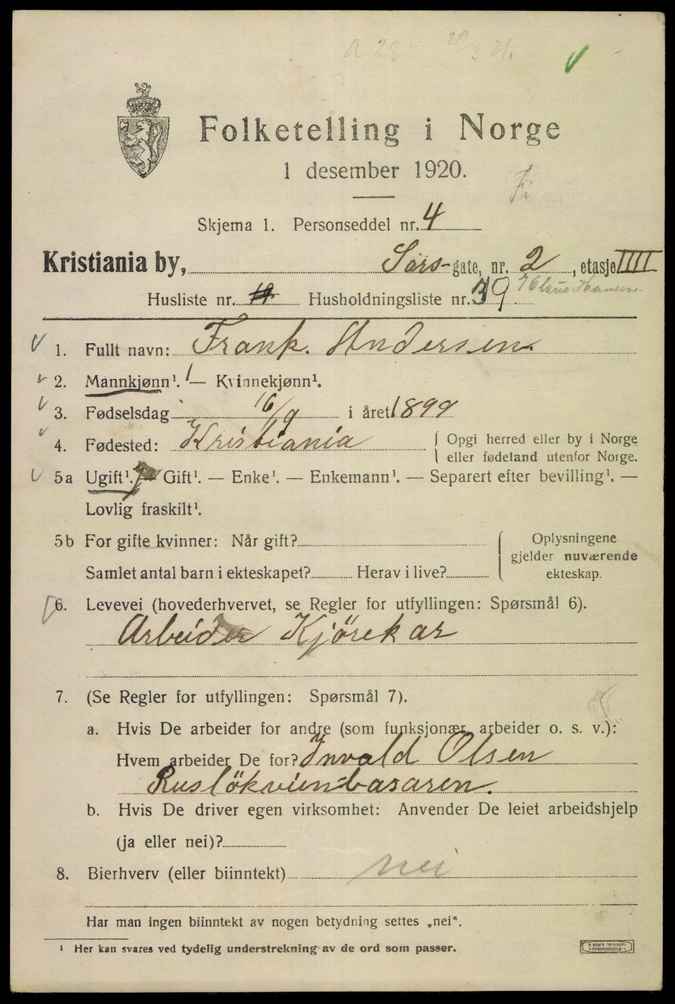 SAO, 1920 census for Kristiania, 1920, p. 486517