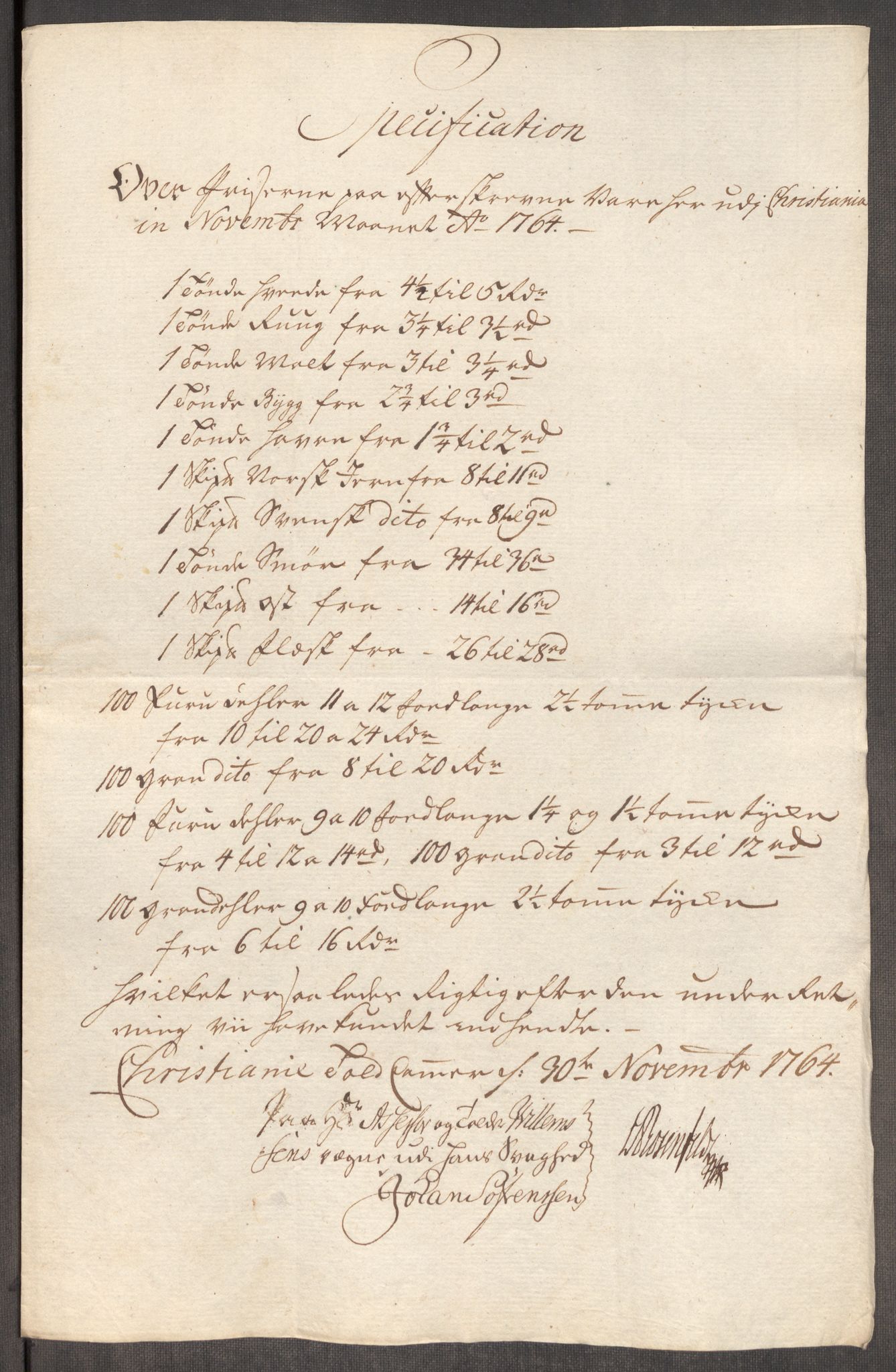 Rentekammeret inntil 1814, Realistisk ordnet avdeling, AV/RA-EA-4070/Oe/L0008: [Ø1]: Priskuranter, 1764-1768, p. 102