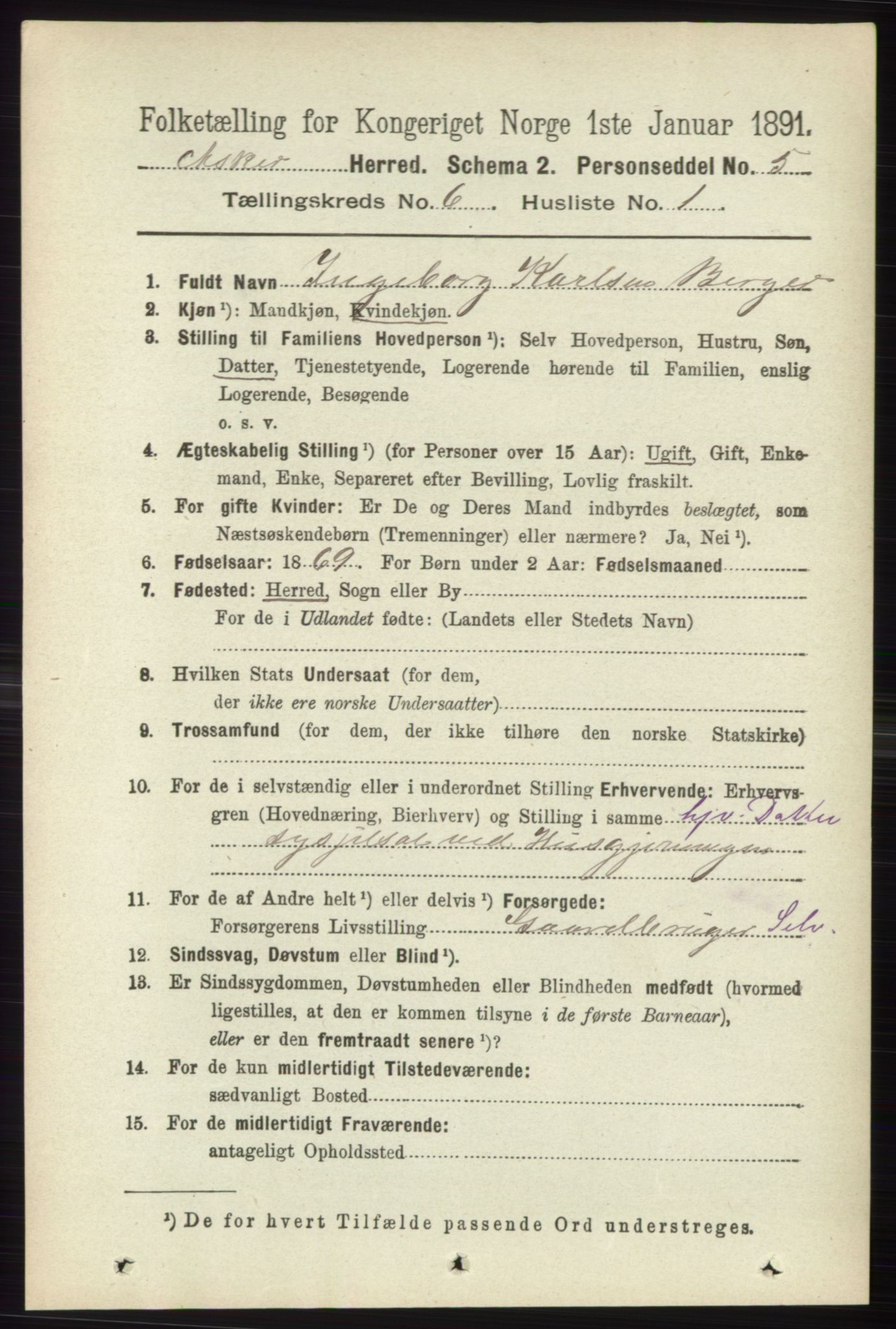 RA, 1891 census for 0220 Asker, 1891, p. 4164