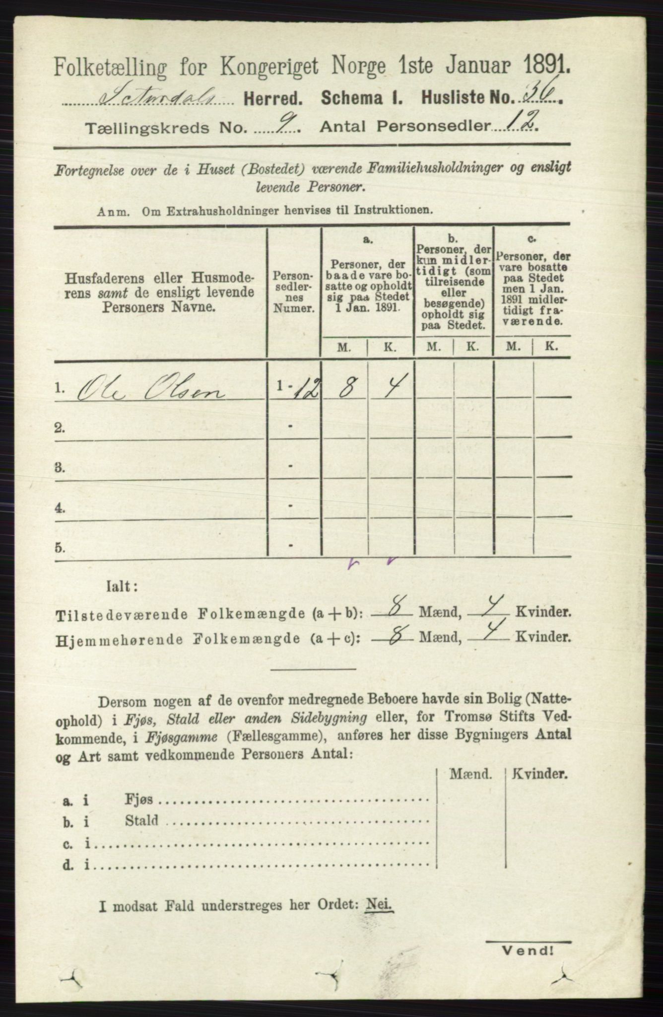 RA, 1891 census for 0540 Sør-Aurdal, 1891, p. 5531