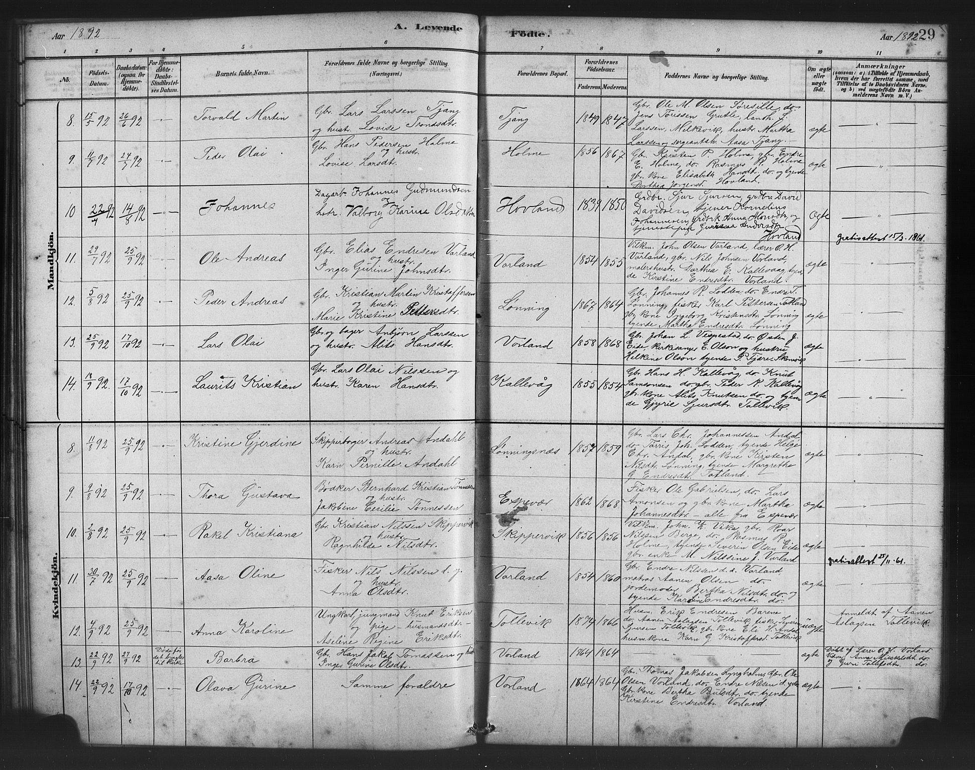 Finnås sokneprestembete, AV/SAB-A-99925/H/Ha/Haa/Haad/L0001: Parish register (official) no. D 1, 1880-1894, p. 29