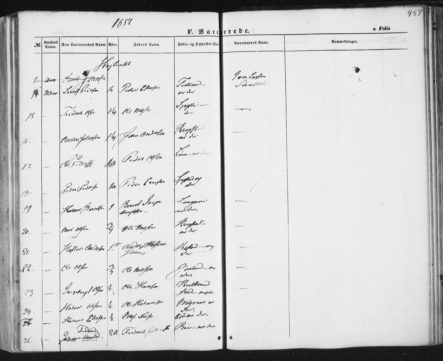 Ministerialprotokoller, klokkerbøker og fødselsregistre - Sør-Trøndelag, AV/SAT-A-1456/691/L1076: Parish register (official) no. 691A08, 1852-1861, p. 487