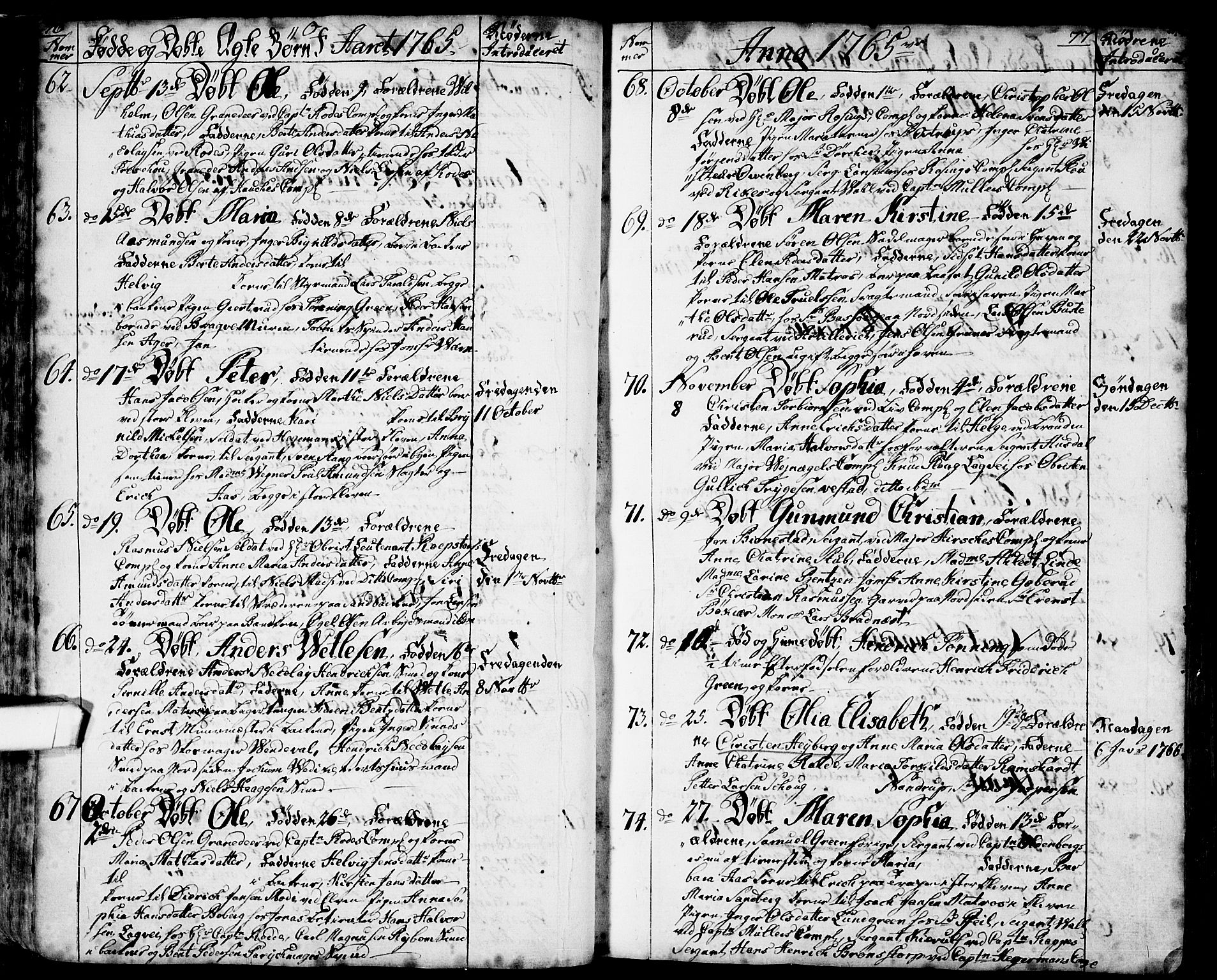 Halden prestekontor Kirkebøker, SAO/A-10909/F/Fa/L0001: Parish register (official) no. I 1, 1758-1791, p. 76-77