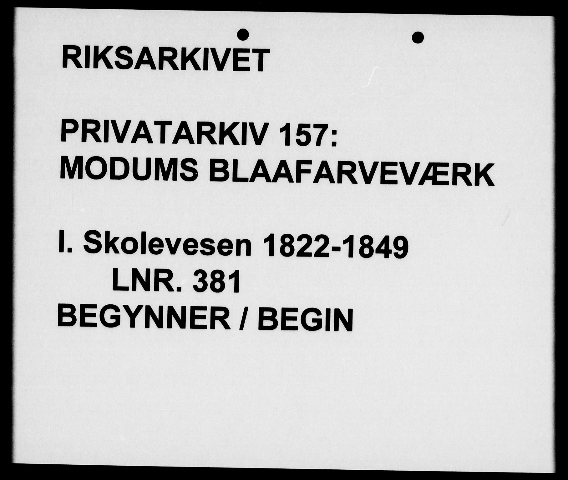 Modums Blaafarveværk, RA/PA-0157/G/Gi/L0381: --, 1823-1848, p. 1