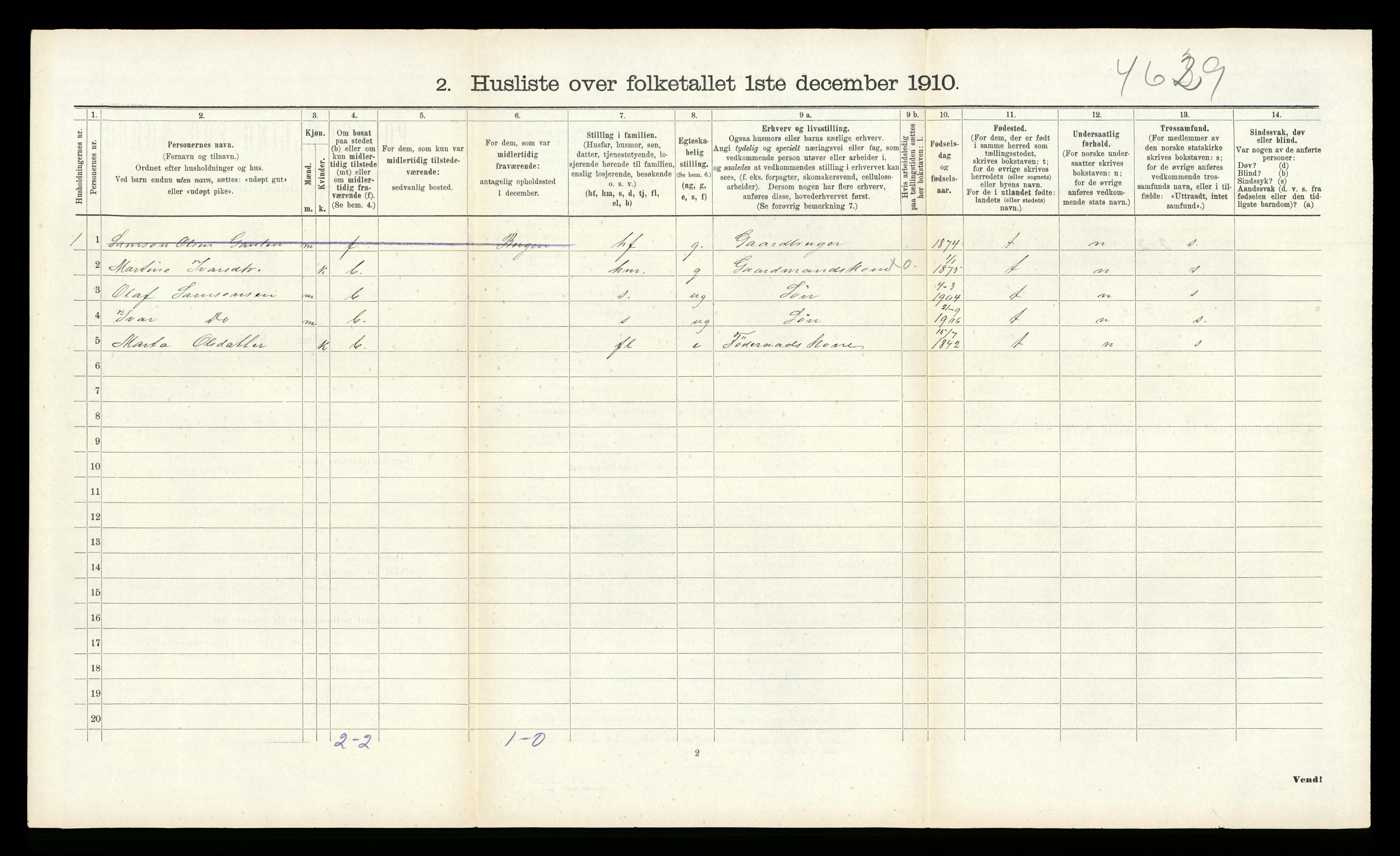 RA, 1910 census for Lindås, 1910, p. 507