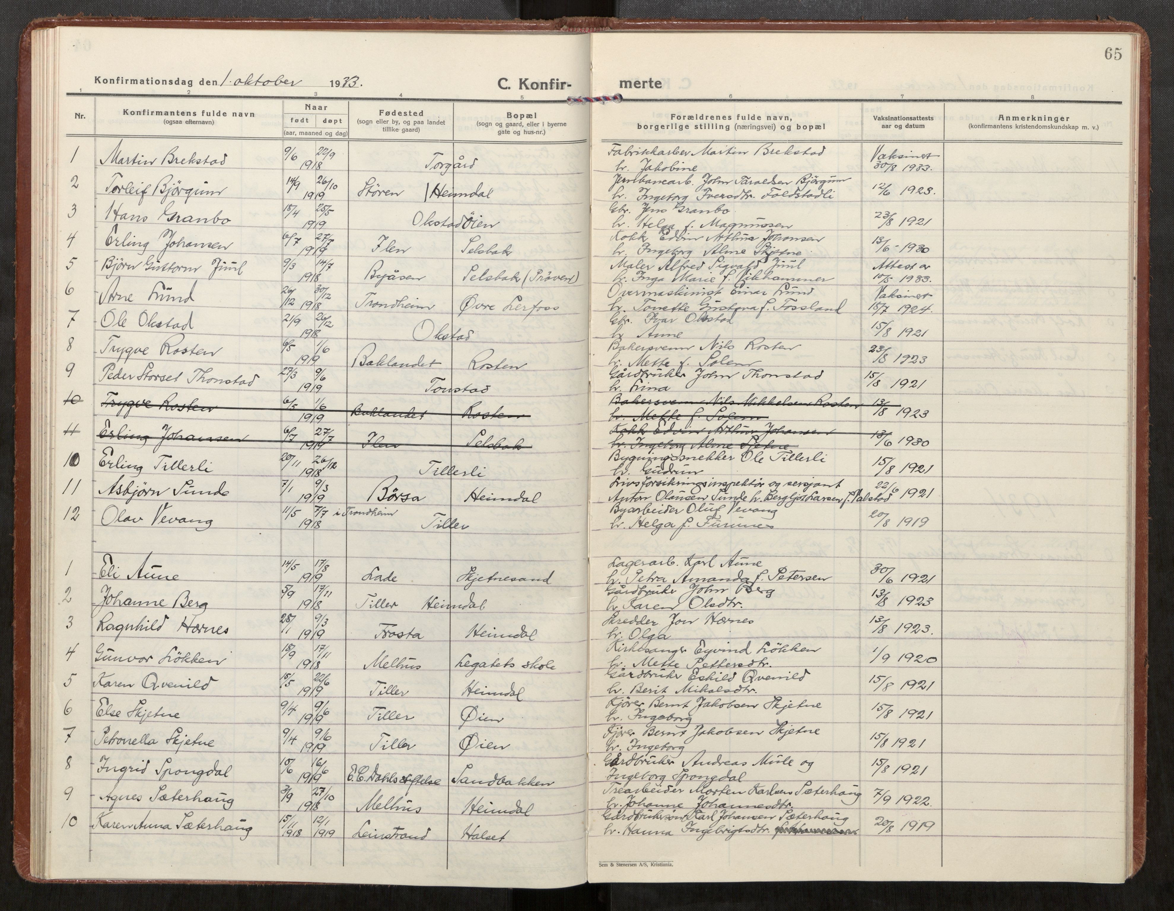 Klæbu sokneprestkontor, SAT/A-1112: Parish register (official) no. 4, 1925-1943, p. 65