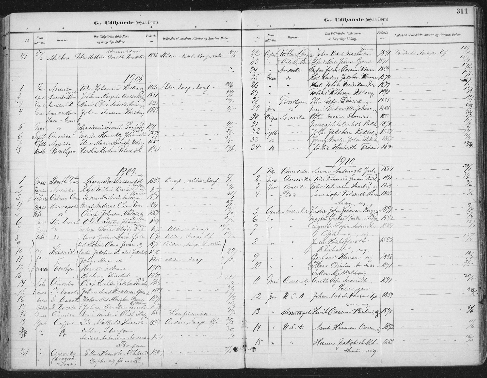 Ministerialprotokoller, klokkerbøker og fødselsregistre - Sør-Trøndelag, SAT/A-1456/659/L0743: Parish register (official) no. 659A13, 1893-1910, p. 311