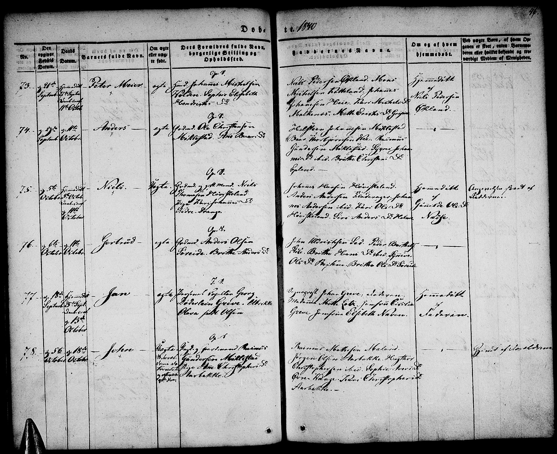 Tysnes sokneprestembete, AV/SAB-A-78601/H/Haa: Parish register (official) no. A 9, 1837-1848, p. 46