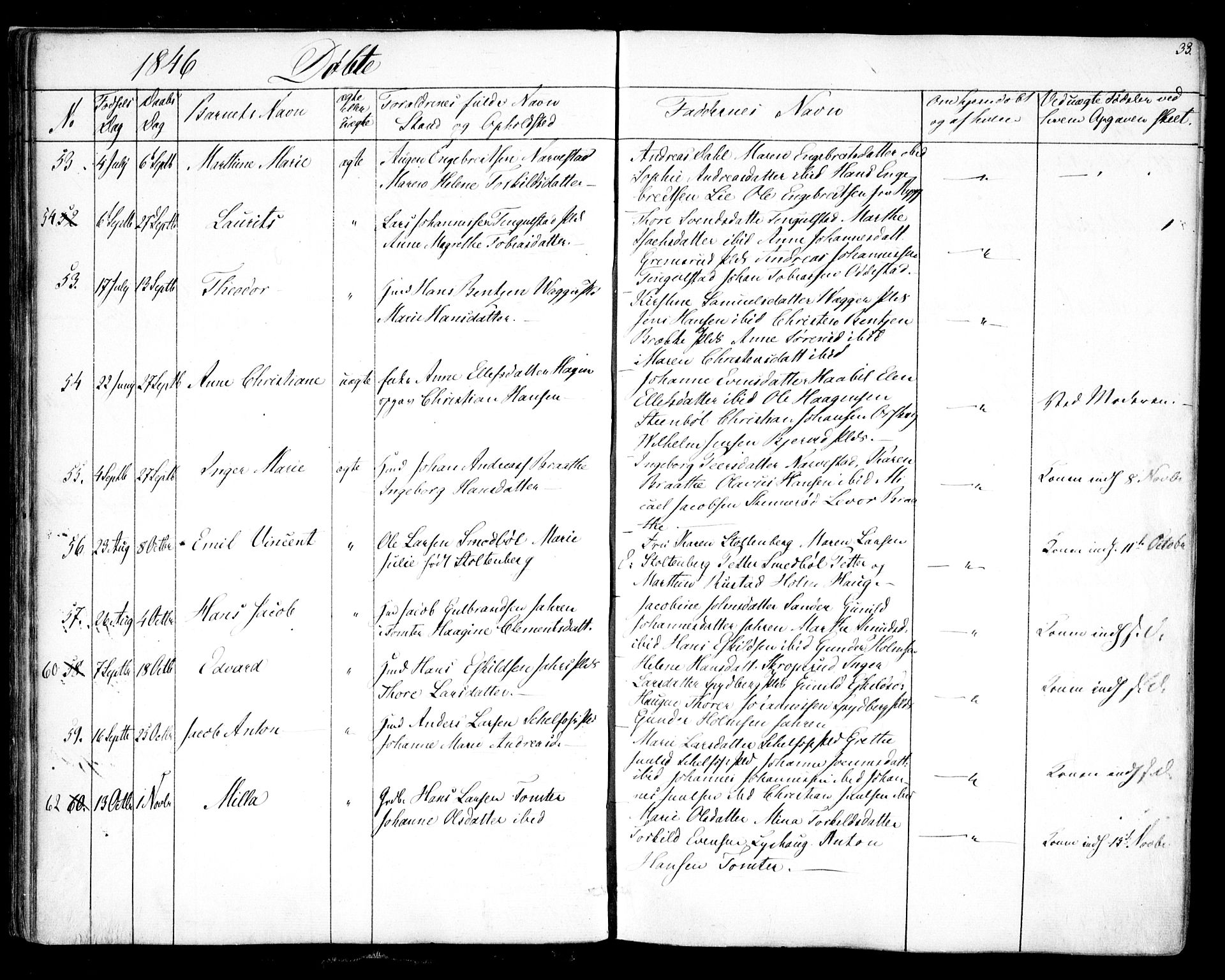 Hobøl prestekontor Kirkebøker, AV/SAO-A-2002/F/Fa/L0003: Parish register (official) no. I 3, 1842-1864, p. 33