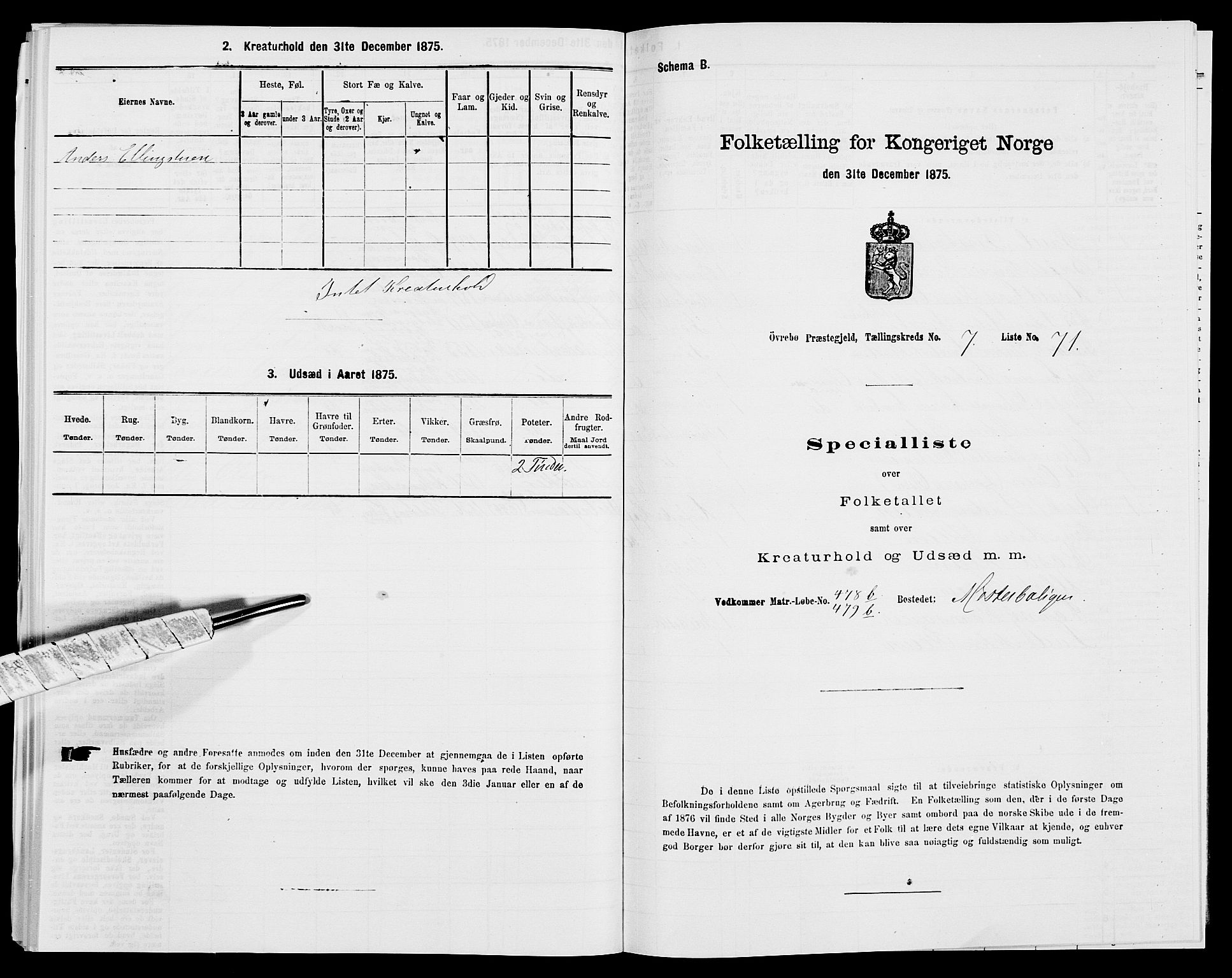 SAK, 1875 census for 1016P Øvrebø, 1875, p. 990