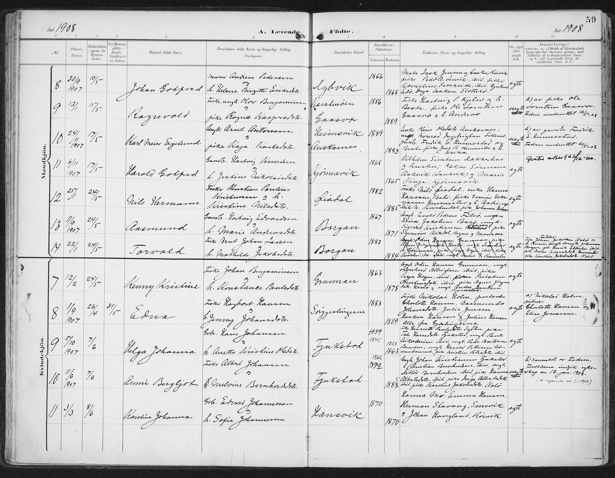 Ministerialprotokoller, klokkerbøker og fødselsregistre - Nord-Trøndelag, AV/SAT-A-1458/786/L0688: Parish register (official) no. 786A04, 1899-1912, p. 59