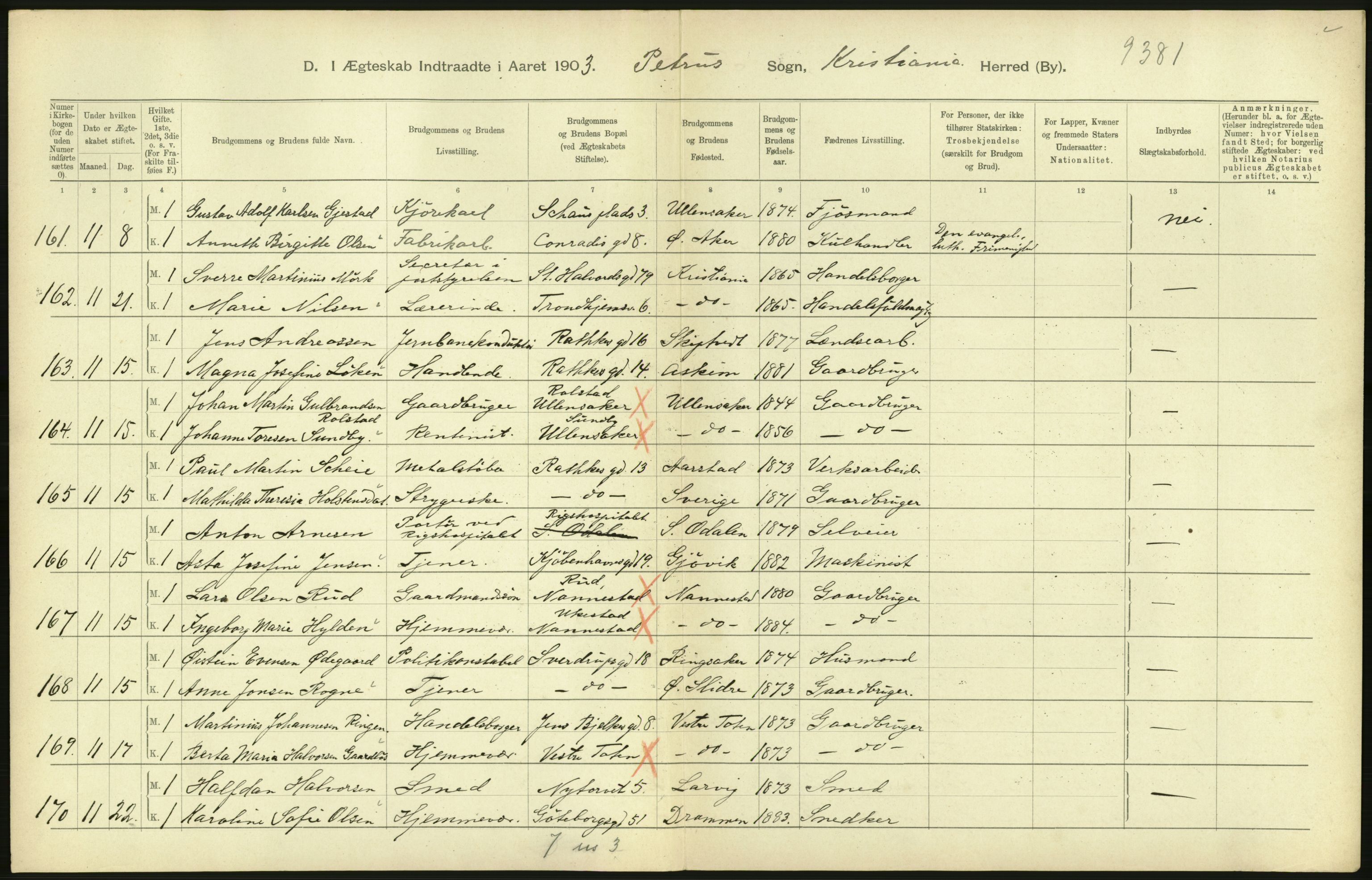 Statistisk sentralbyrå, Sosiodemografiske emner, Befolkning, AV/RA-S-2228/D/Df/Dfa/Dfaa/L0004: Kristiania: Gifte, døde, 1903, p. 514