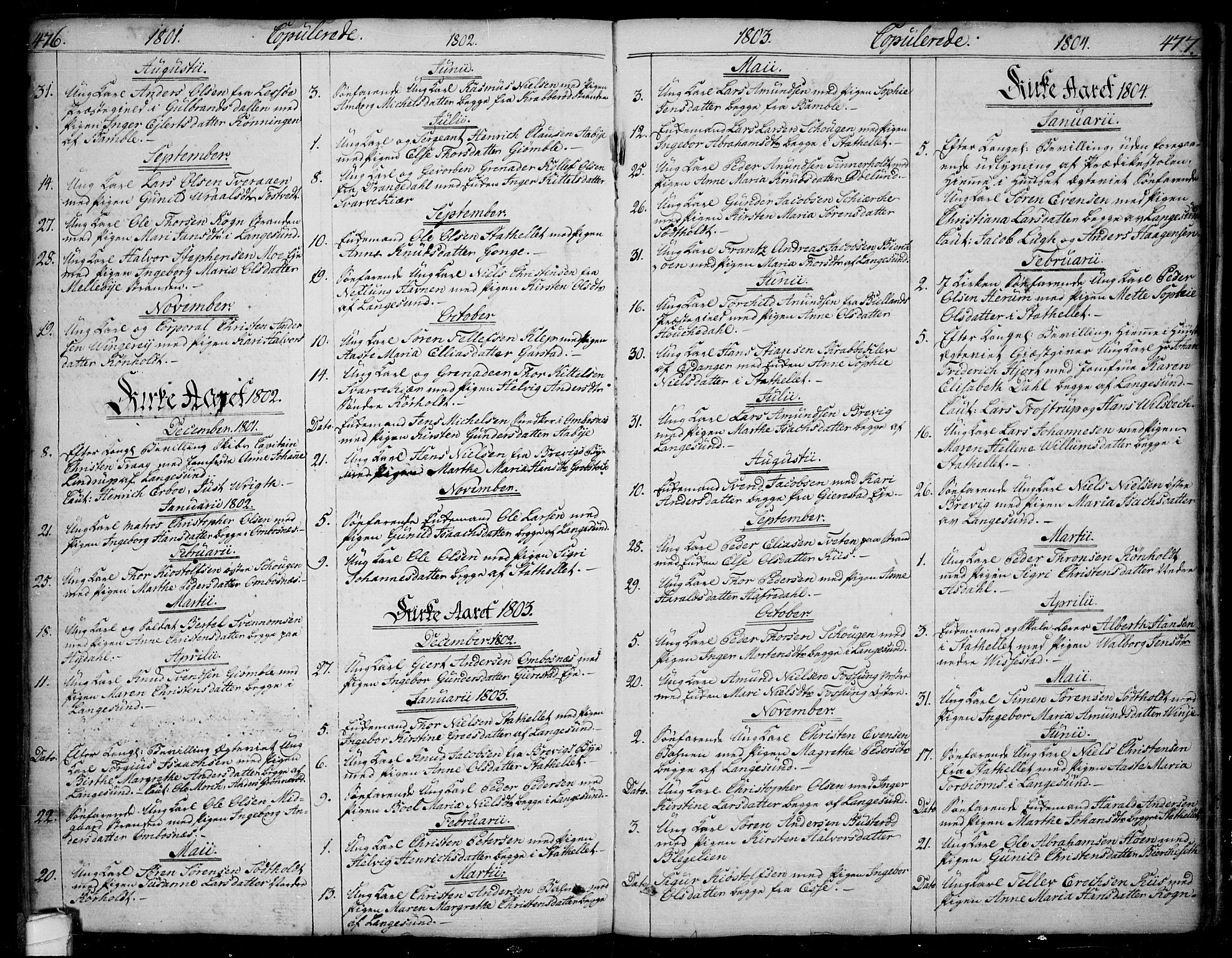 Bamble kirkebøker, AV/SAKO-A-253/F/Fa/L0002: Parish register (official) no. I 2, 1775-1814, p. 476-477