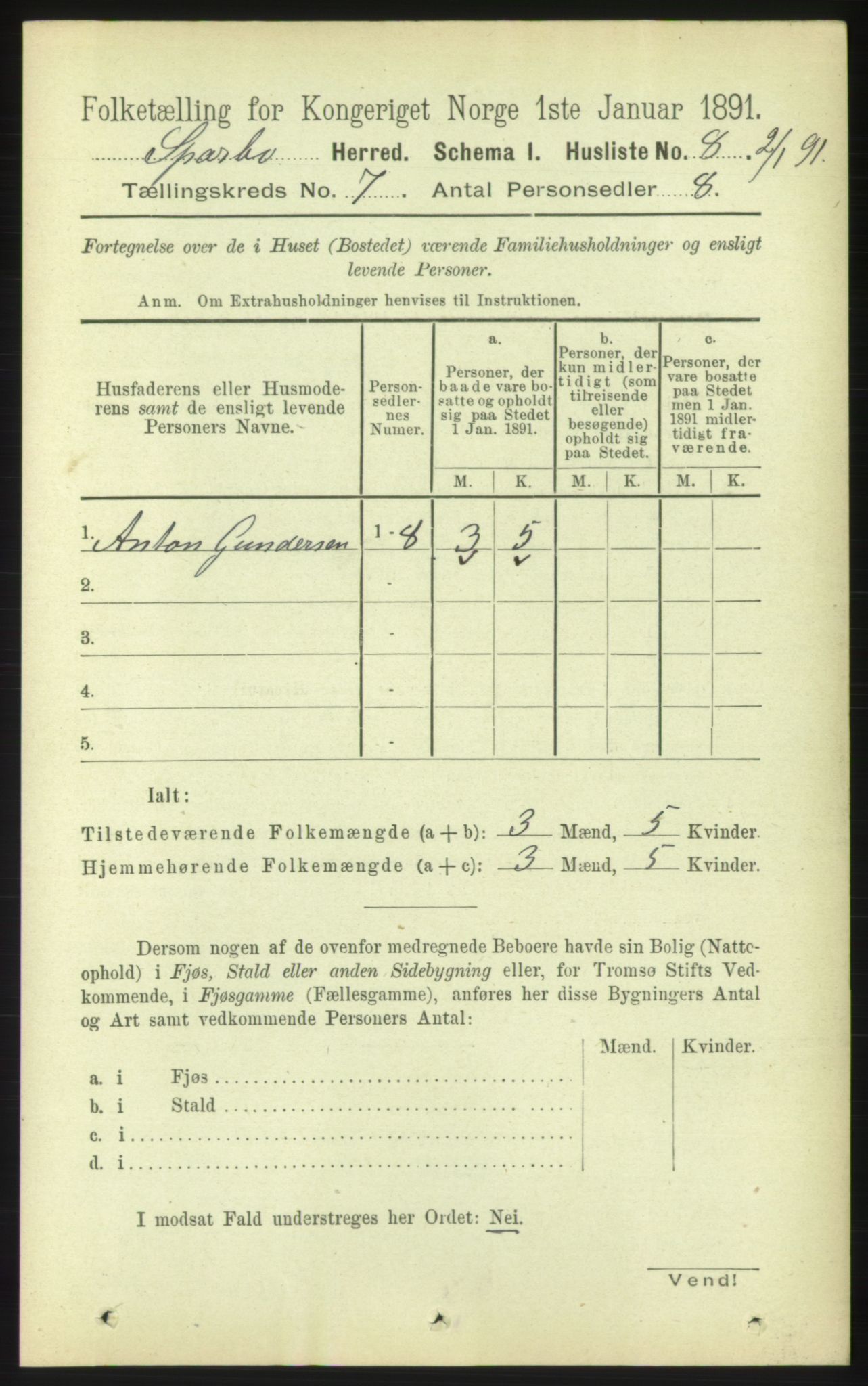 RA, 1891 census for 1731 Sparbu, 1891, p. 2343