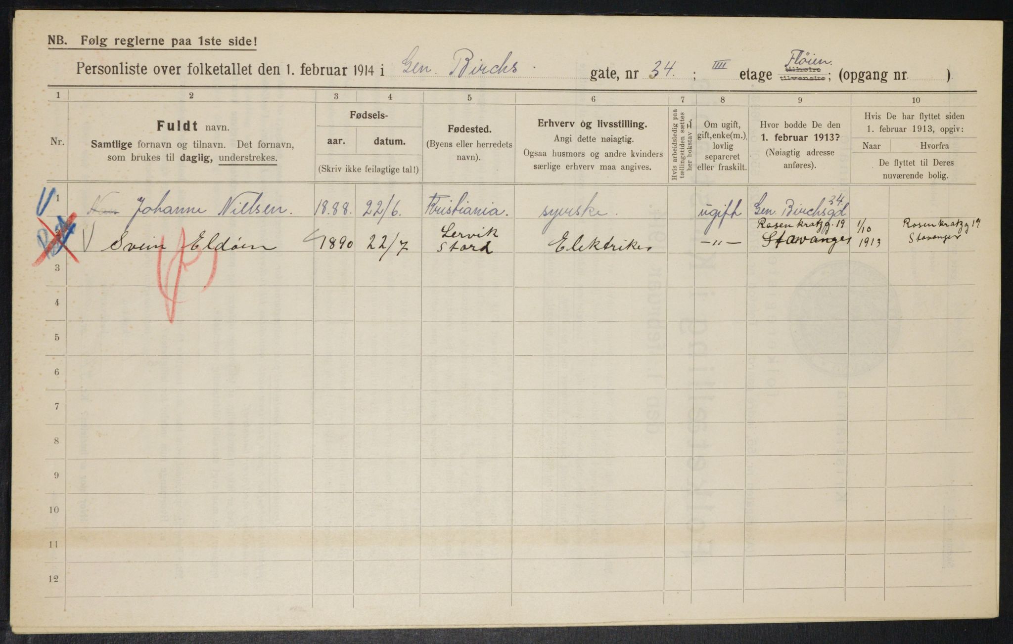 OBA, Municipal Census 1914 for Kristiania, 1914, p. 29304