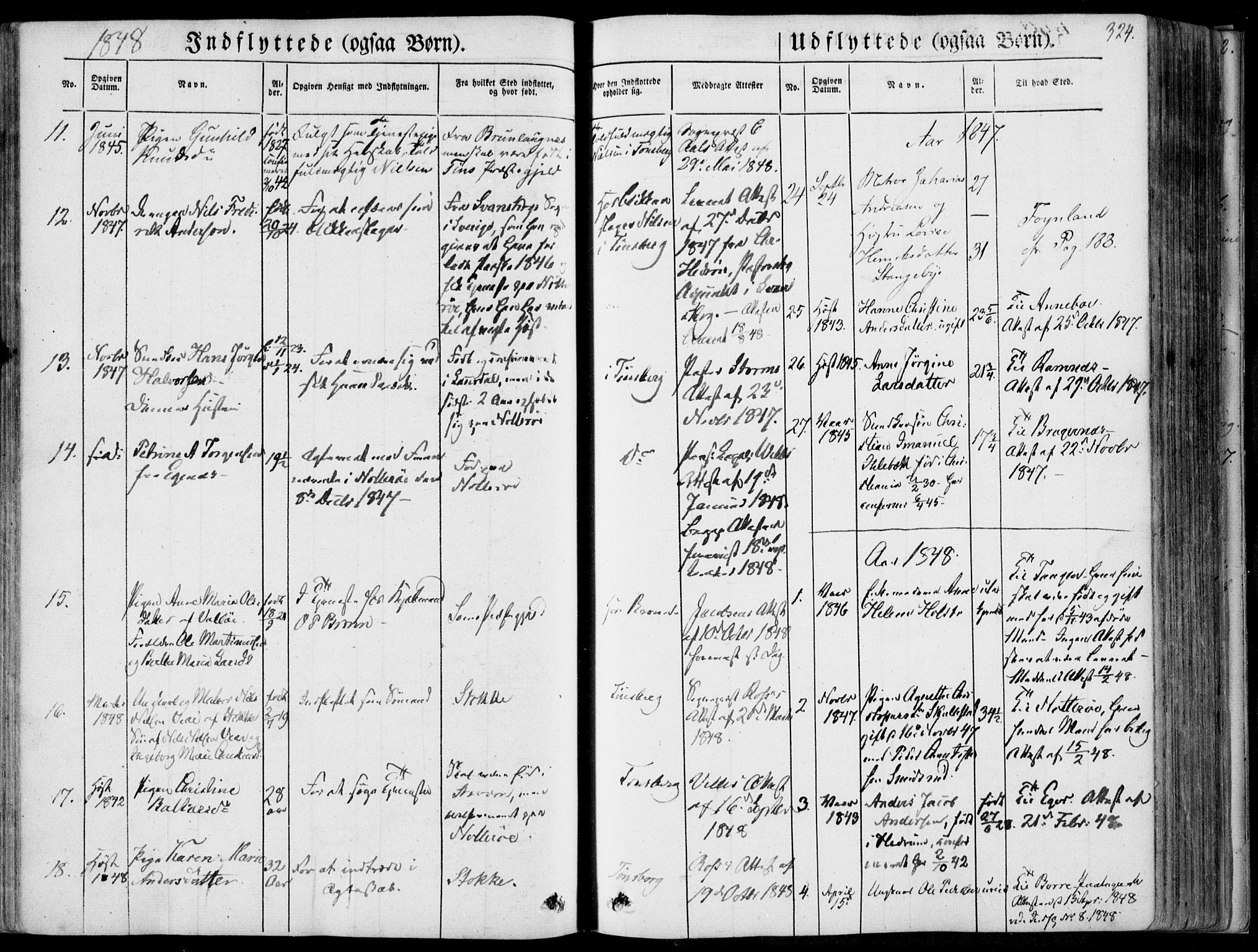 Tønsberg kirkebøker, SAKO/A-330/F/Fa/L0007: Parish register (official) no. I 7, 1845-1854, p. 324