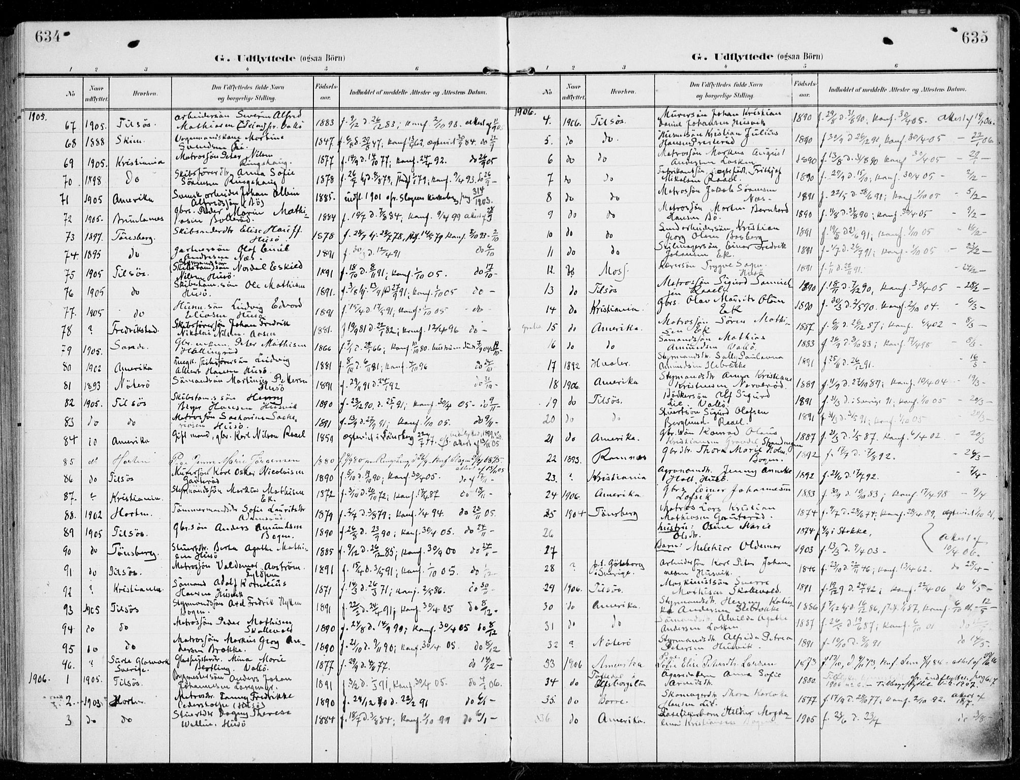 Sem kirkebøker, SAKO/A-5/F/Fb/L0006: Parish register (official) no. II 6, 1905-1918, p. 634-635