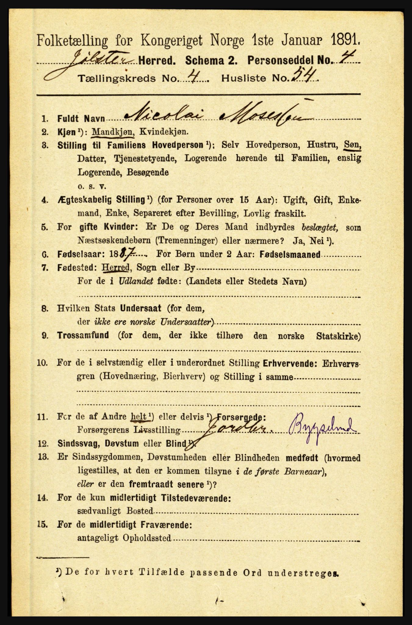 RA, 1891 census for 1431 Jølster, 1891, p. 1711