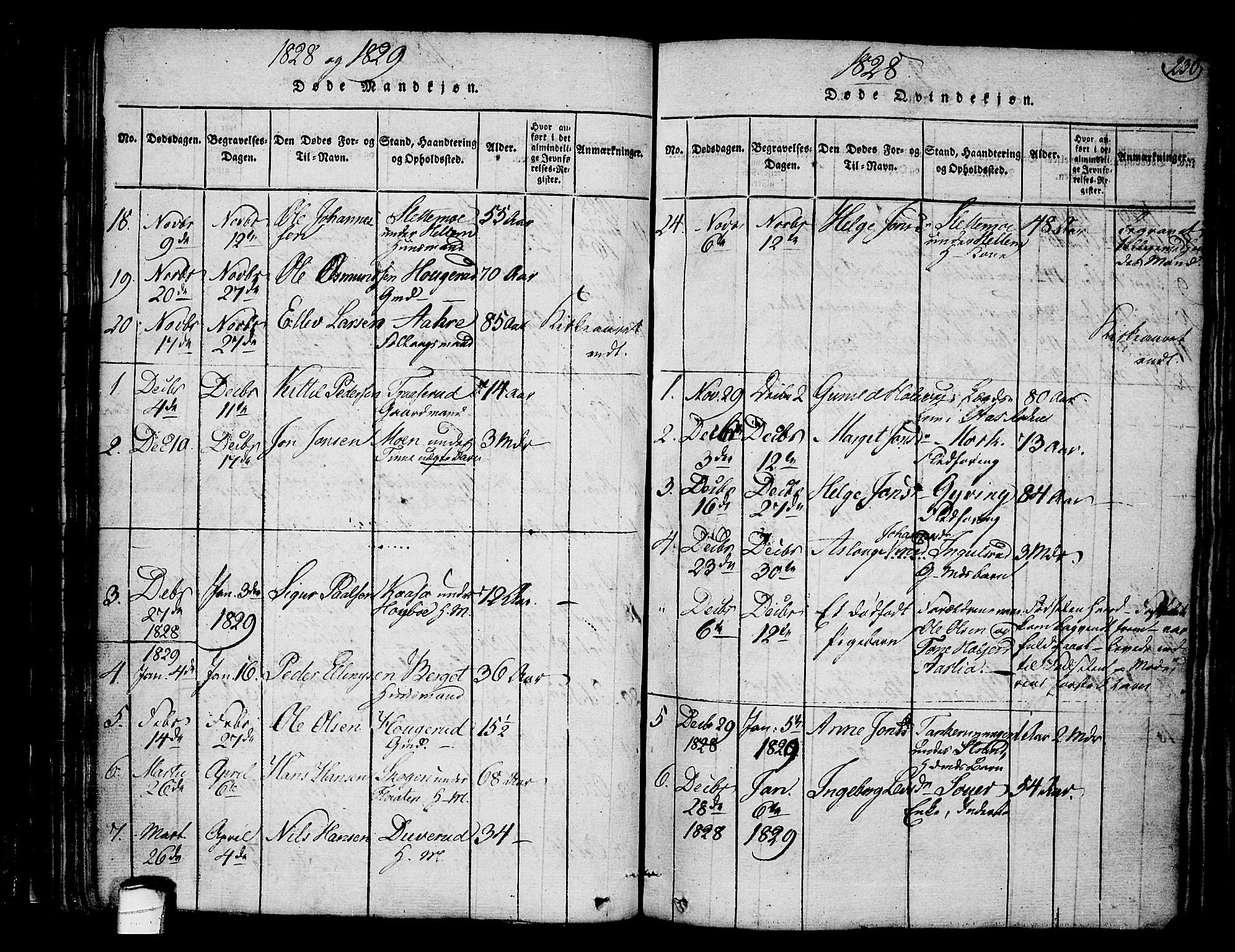 Heddal kirkebøker, AV/SAKO-A-268/F/Fa/L0005: Parish register (official) no. I 5, 1814-1837, p. 229-230